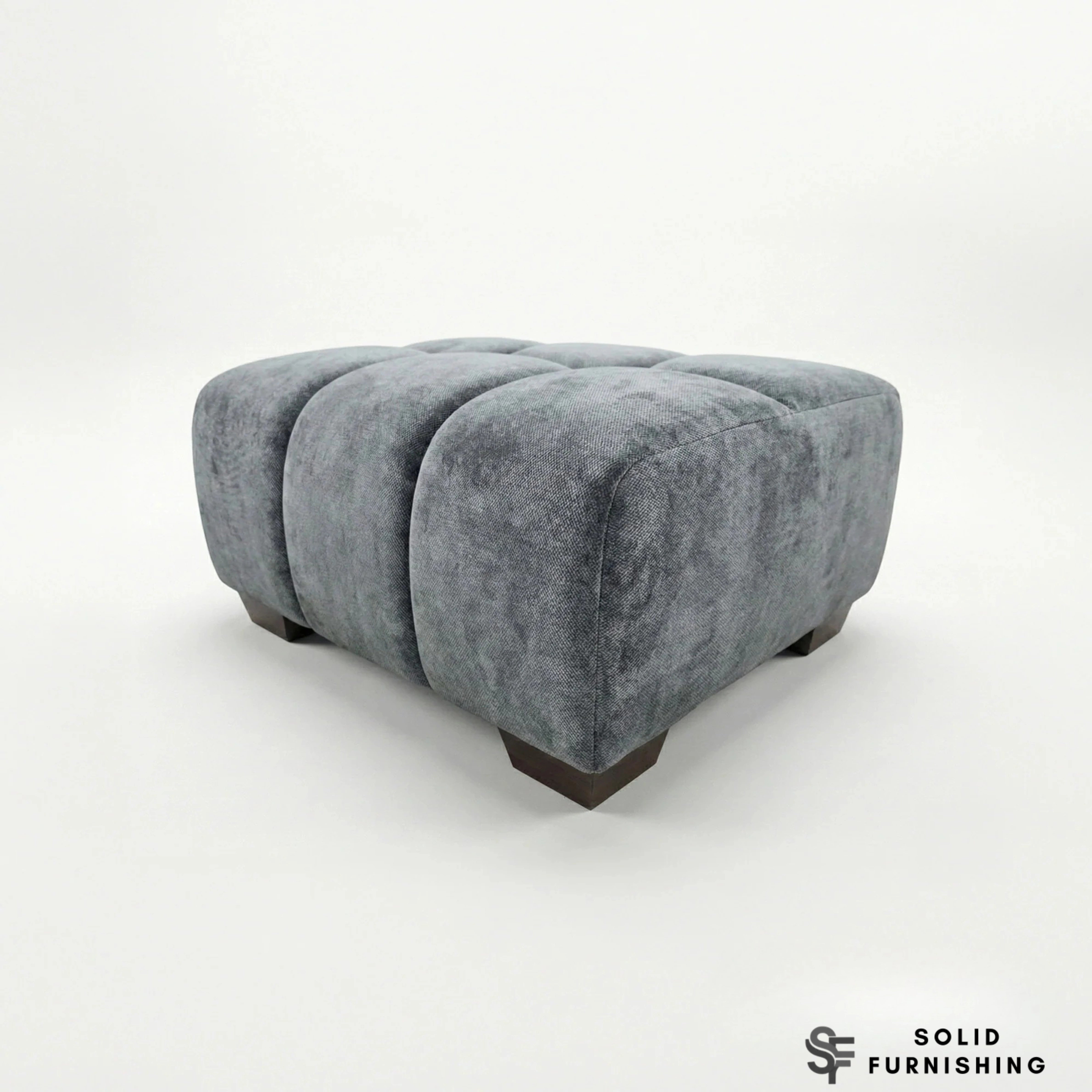 Harlem Sofa Set – Steel Grey Mermaid Velvet 3 Seater, 2 Seater, Armchair & Stool