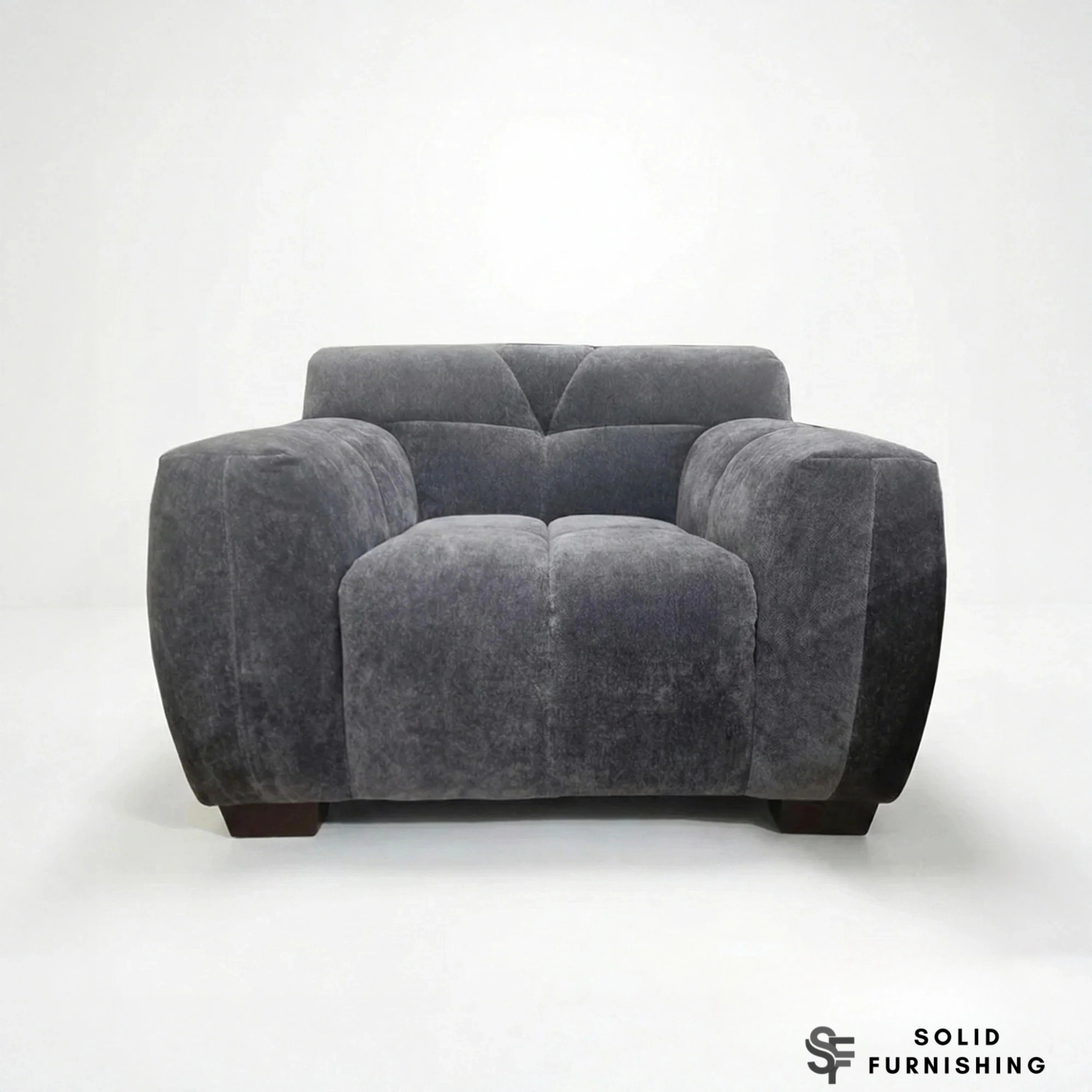 Harlem Sofa Set – Steel Grey Mermaid Velvet 3 Seater, 2 Seater, Armchair & Stool