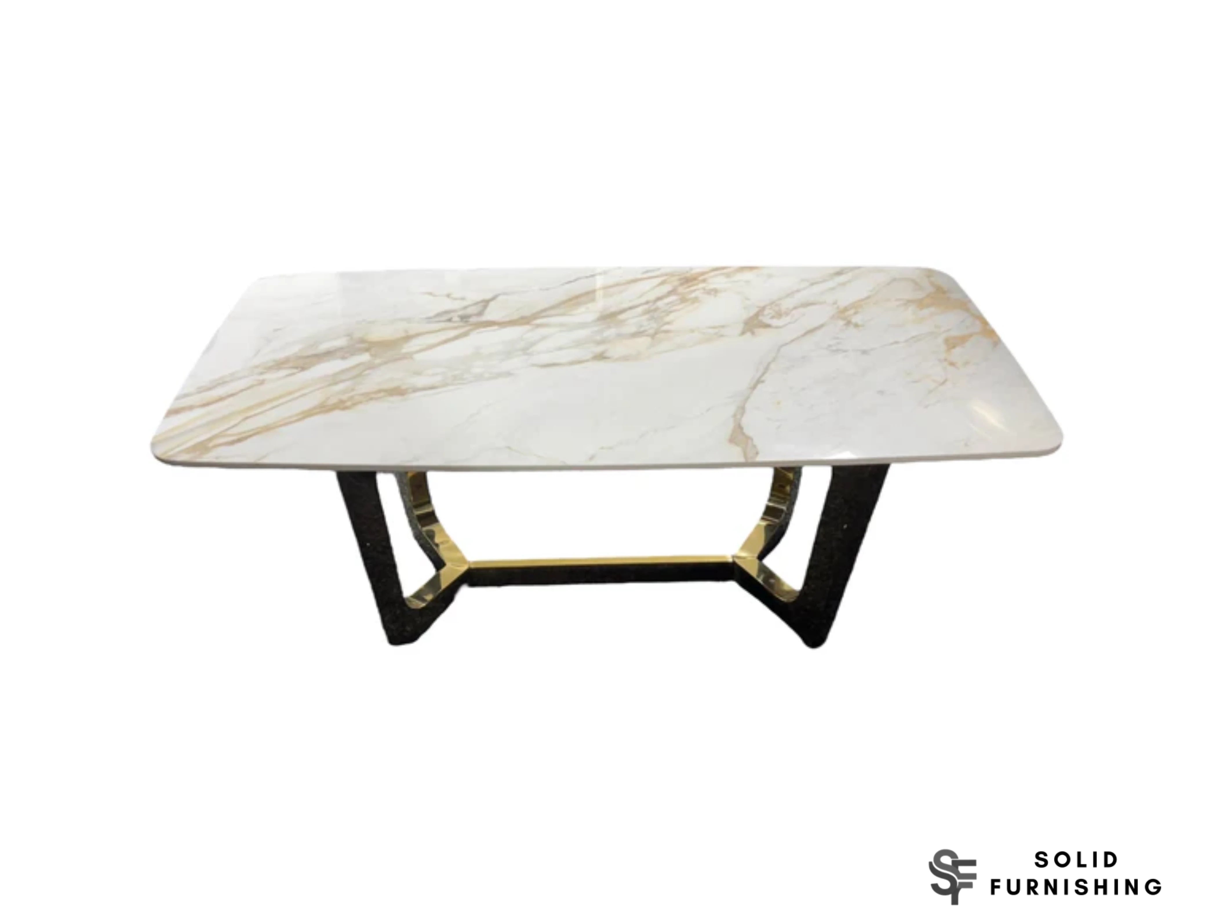 Jessica Cream & Gold Ceramic Coffee Table – Luxury Gold Frame Centre Table