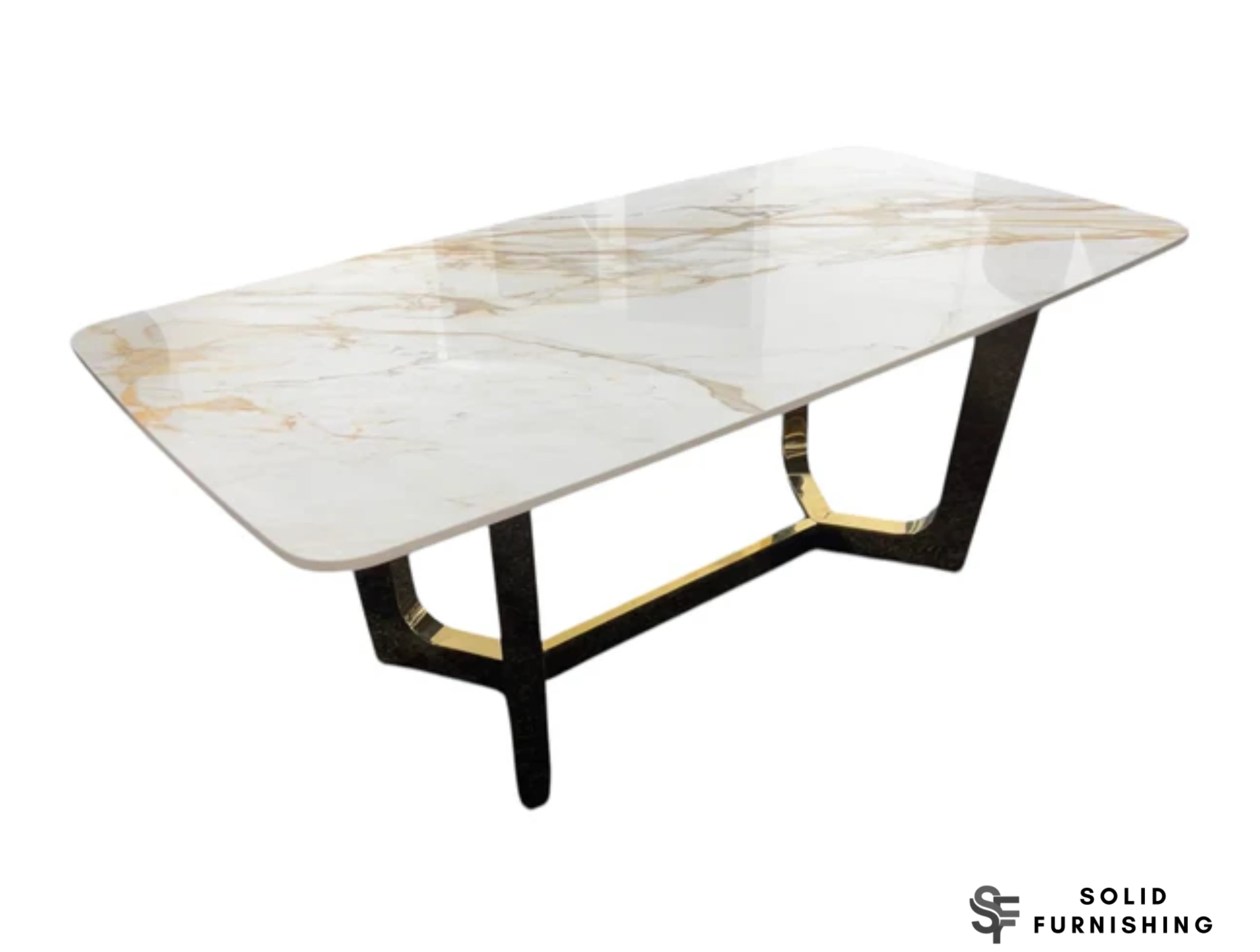 Jessica Cream & Gold Ceramic Coffee Table – Luxury Gold Frame Centre Table