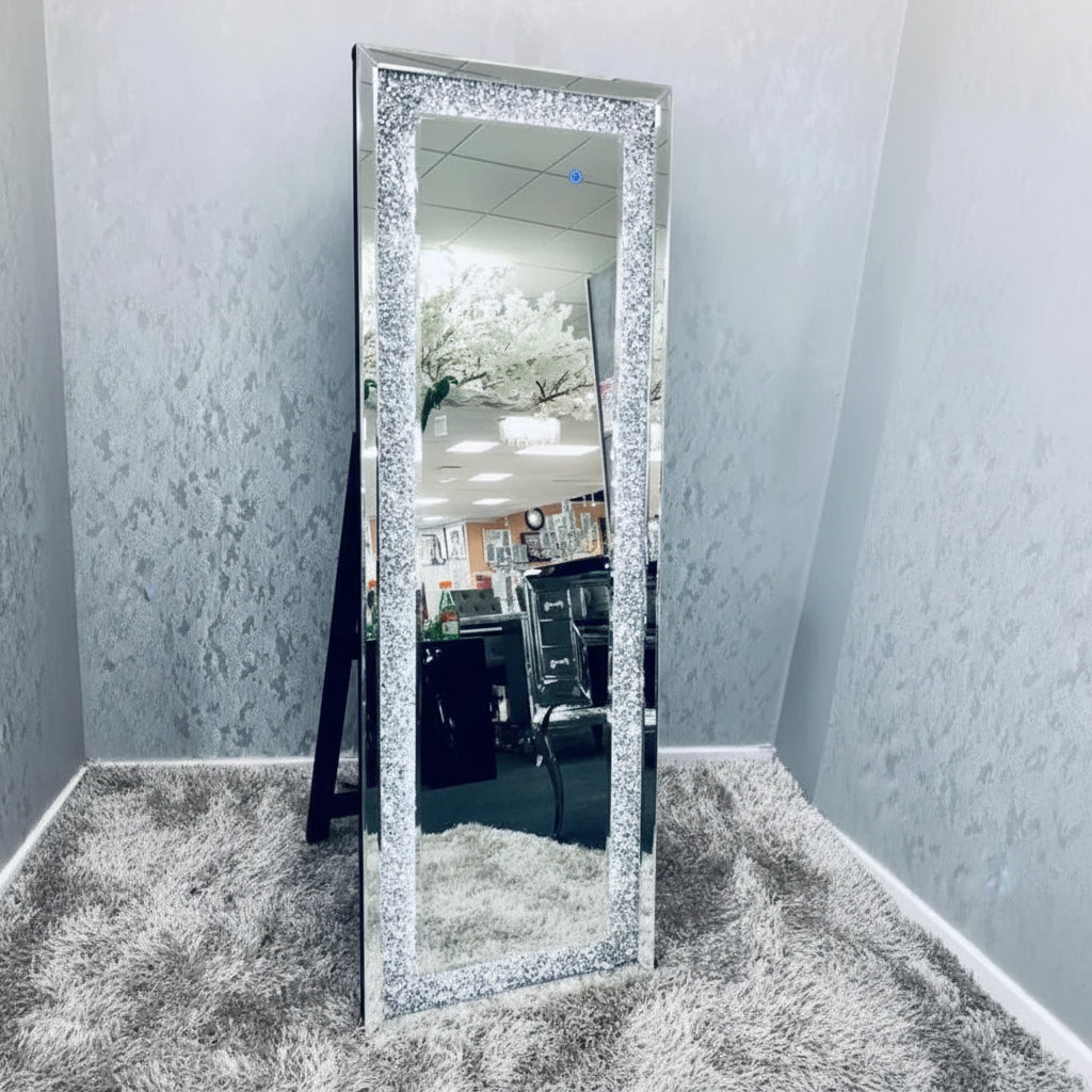 LED Crushed Diamond Standing Mirror – Full Length Floor Mirror 55 x 160cm