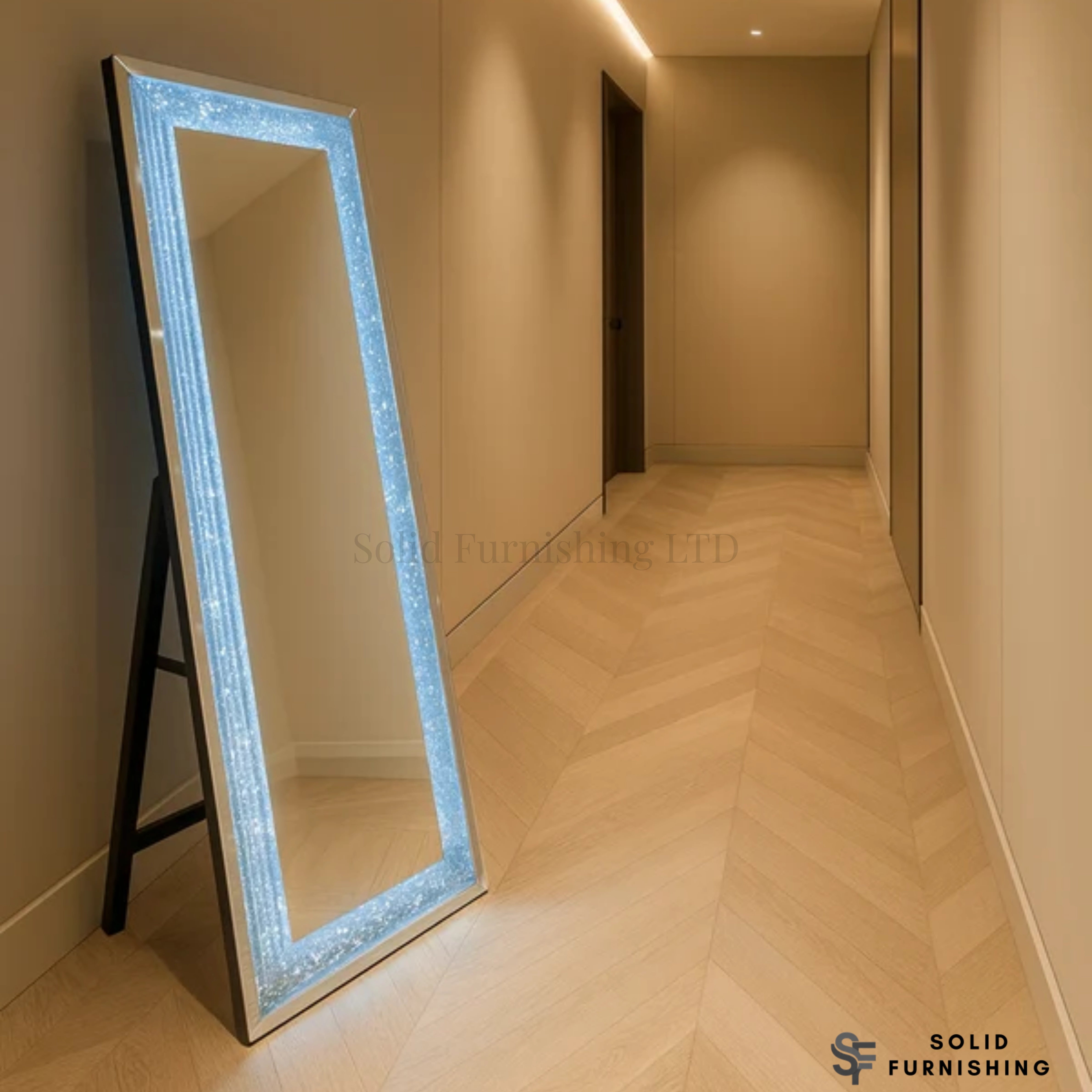 LED Crushed Diamond Standing Mirror – Full Length Floor Mirror 55 x 160cm