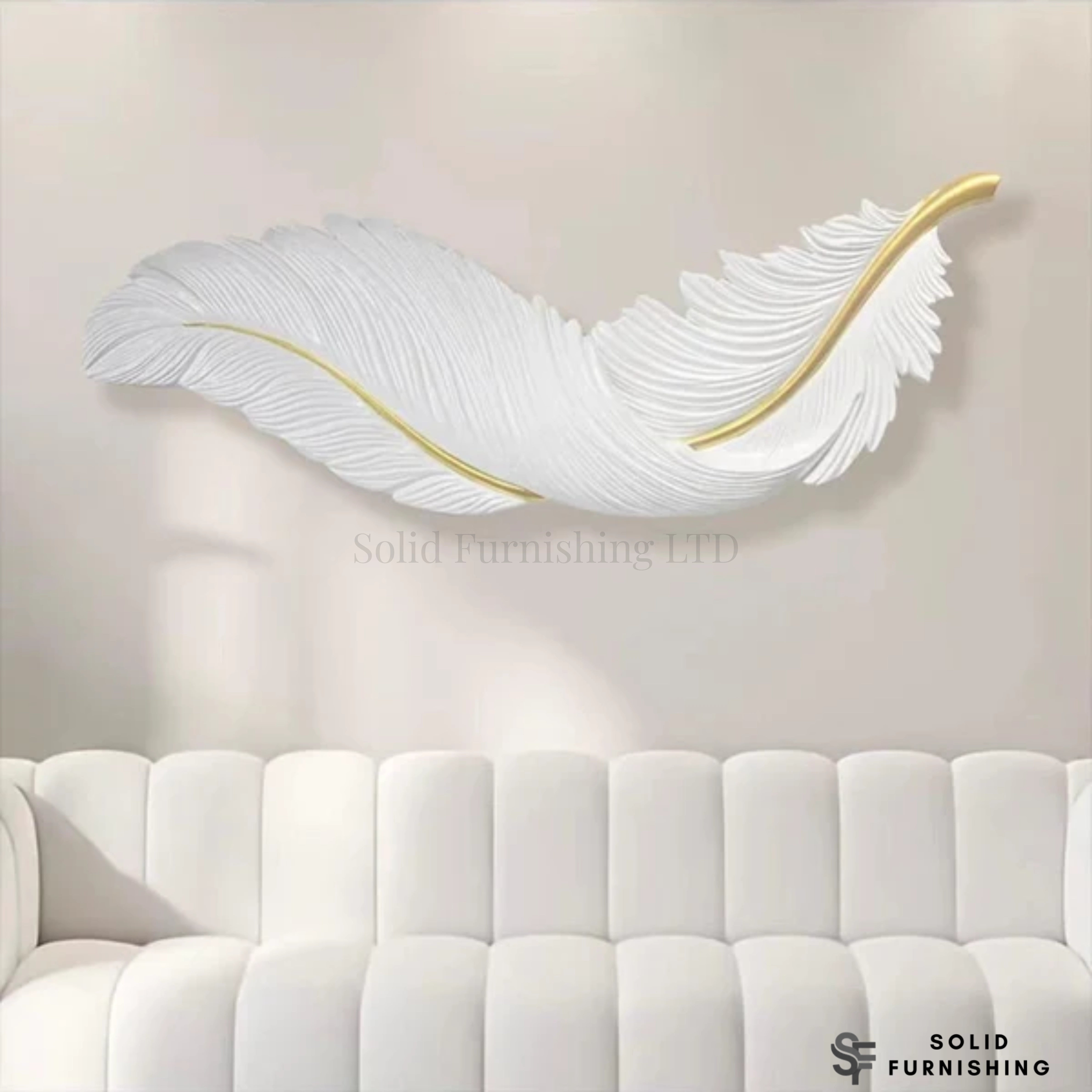 LED Feather Wall Art – 100x32cm Dimmable Light Up Wall Decor