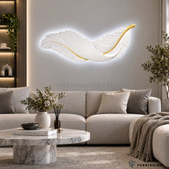 LED Feather Wall Art – 100x32cm Dimmable Light Up Wall Decor