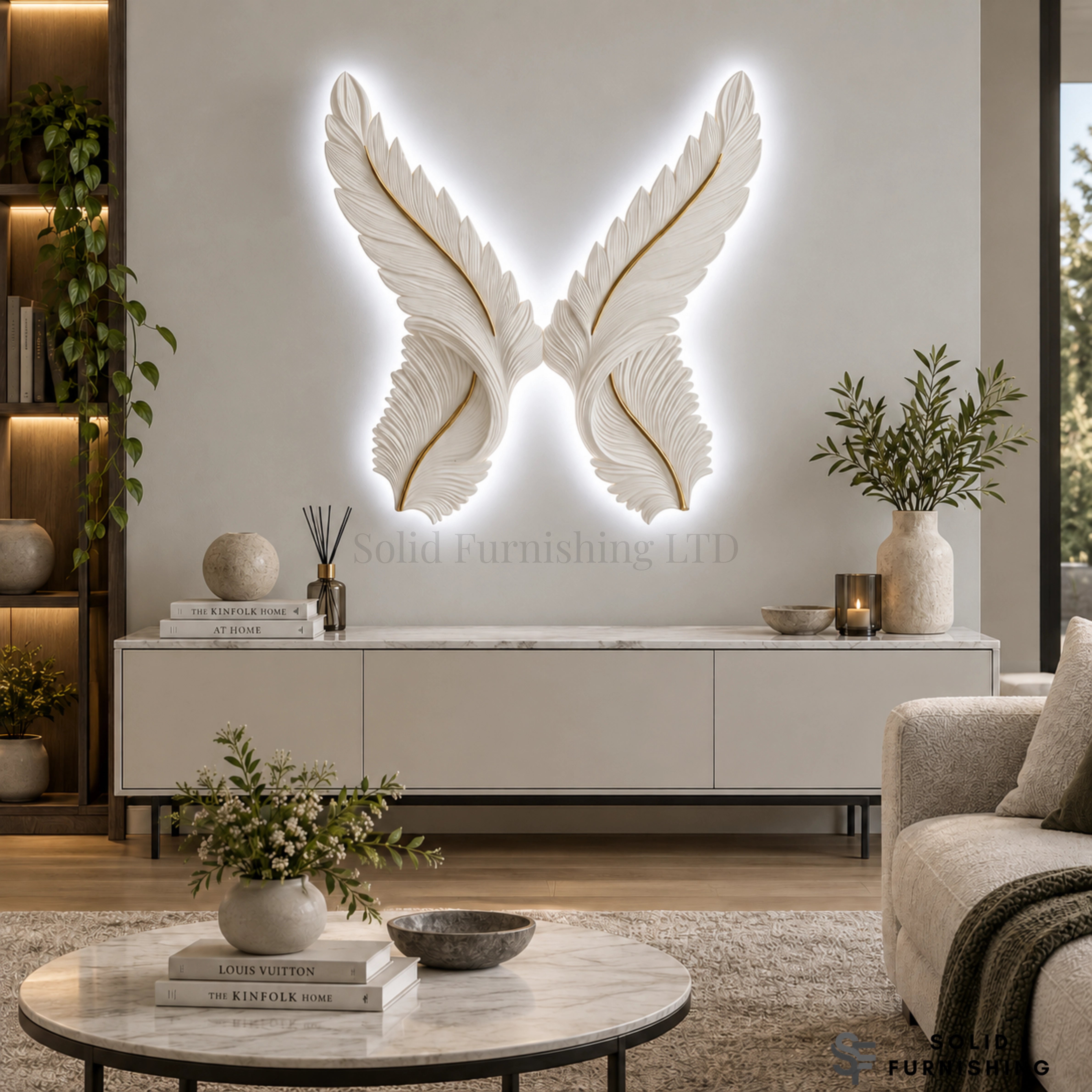 LED Feather Wings Wall Art – 83cm Light Up Wall Decor