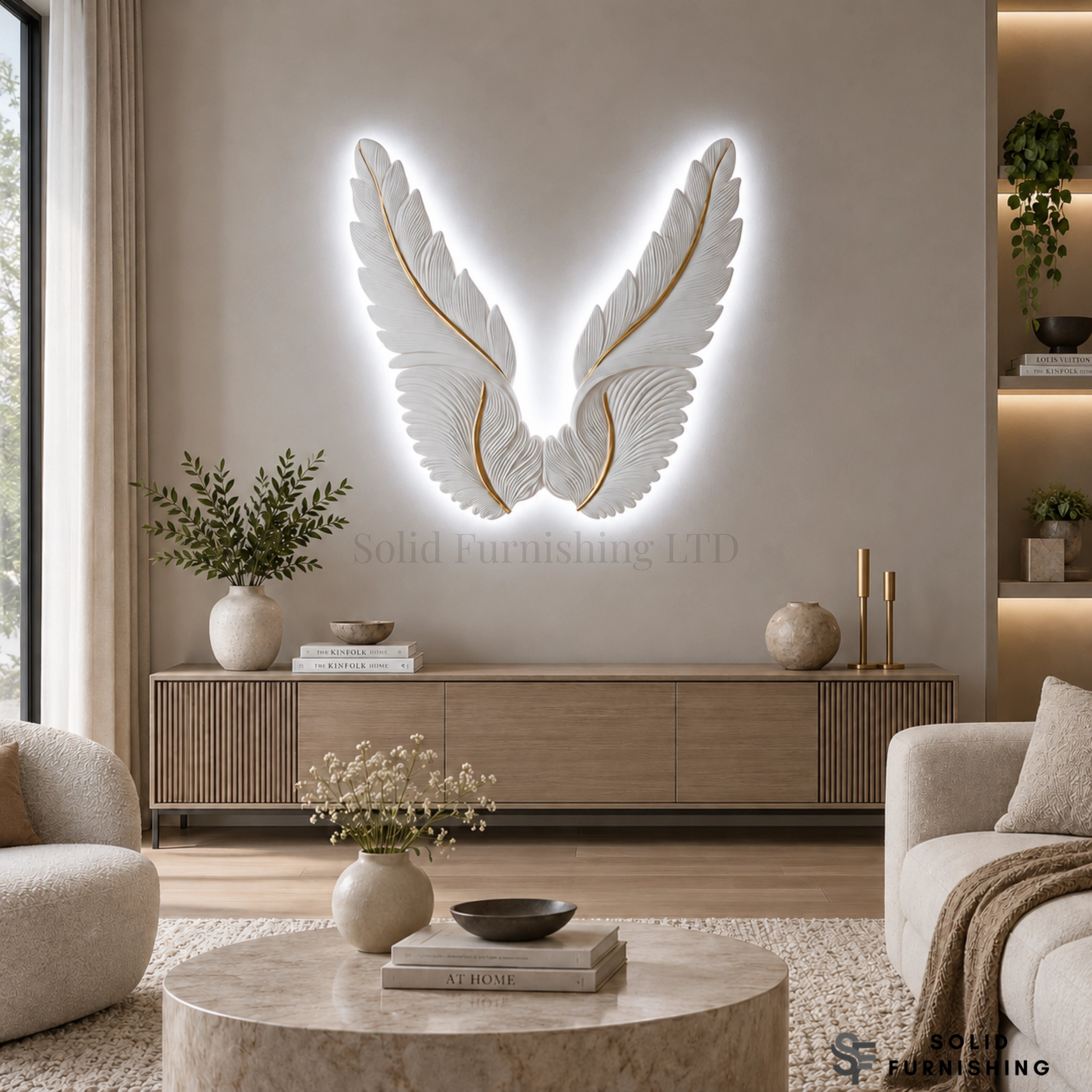LED Wings Wall Art – 93x88cm Dimmable Feather Wall Decor