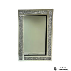 Large Crushed Diamond Wall Mirror – Silver Rectangular Decorative Mirror UK