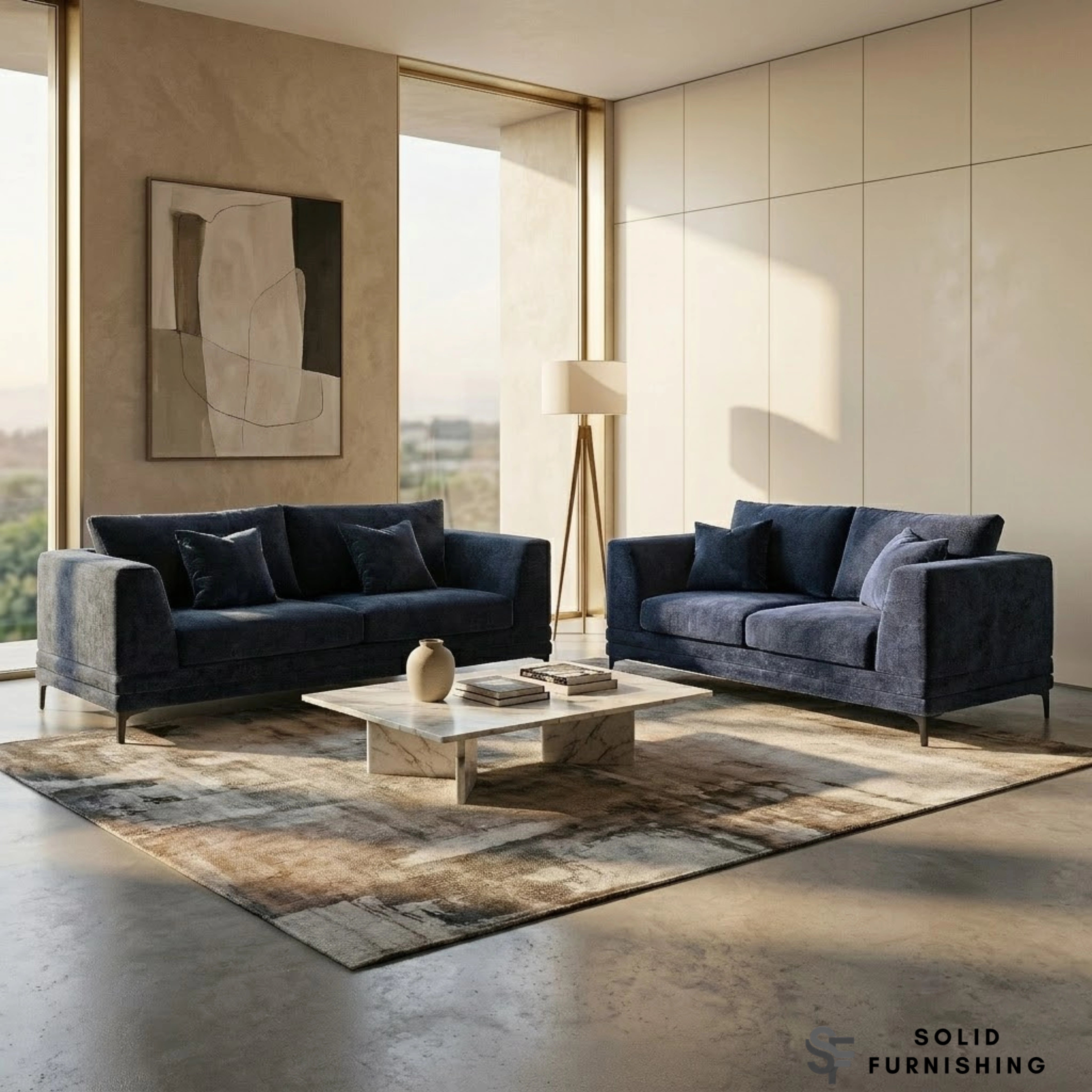 Lenox Sofa Set – Aegean Blue Mermaid Velvet 3 & 2 Seater Sofas UK