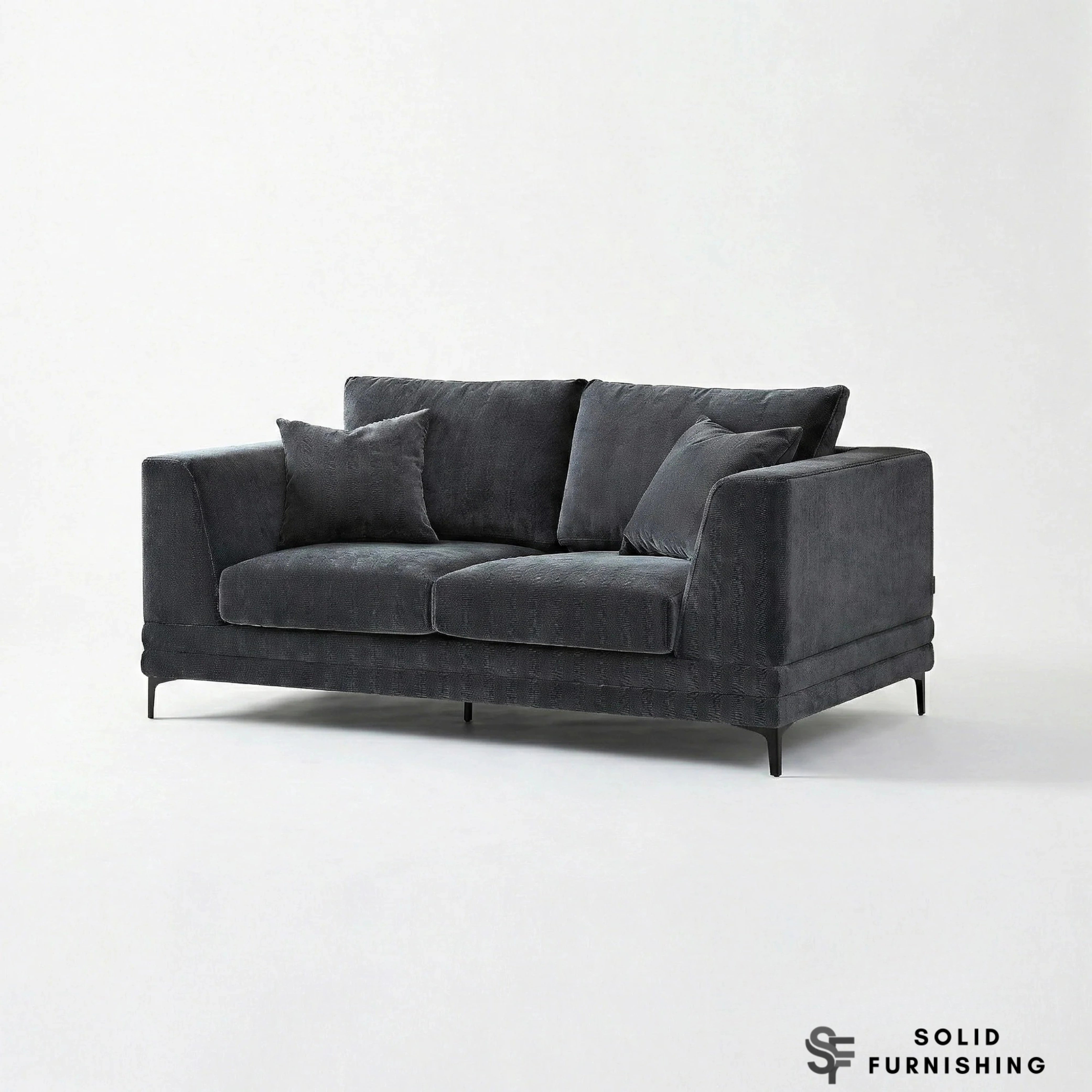 Lenox Sofa Set – Steel Grey Velvet 3 & 2 Seater Sofas UK | Mid Century Modern