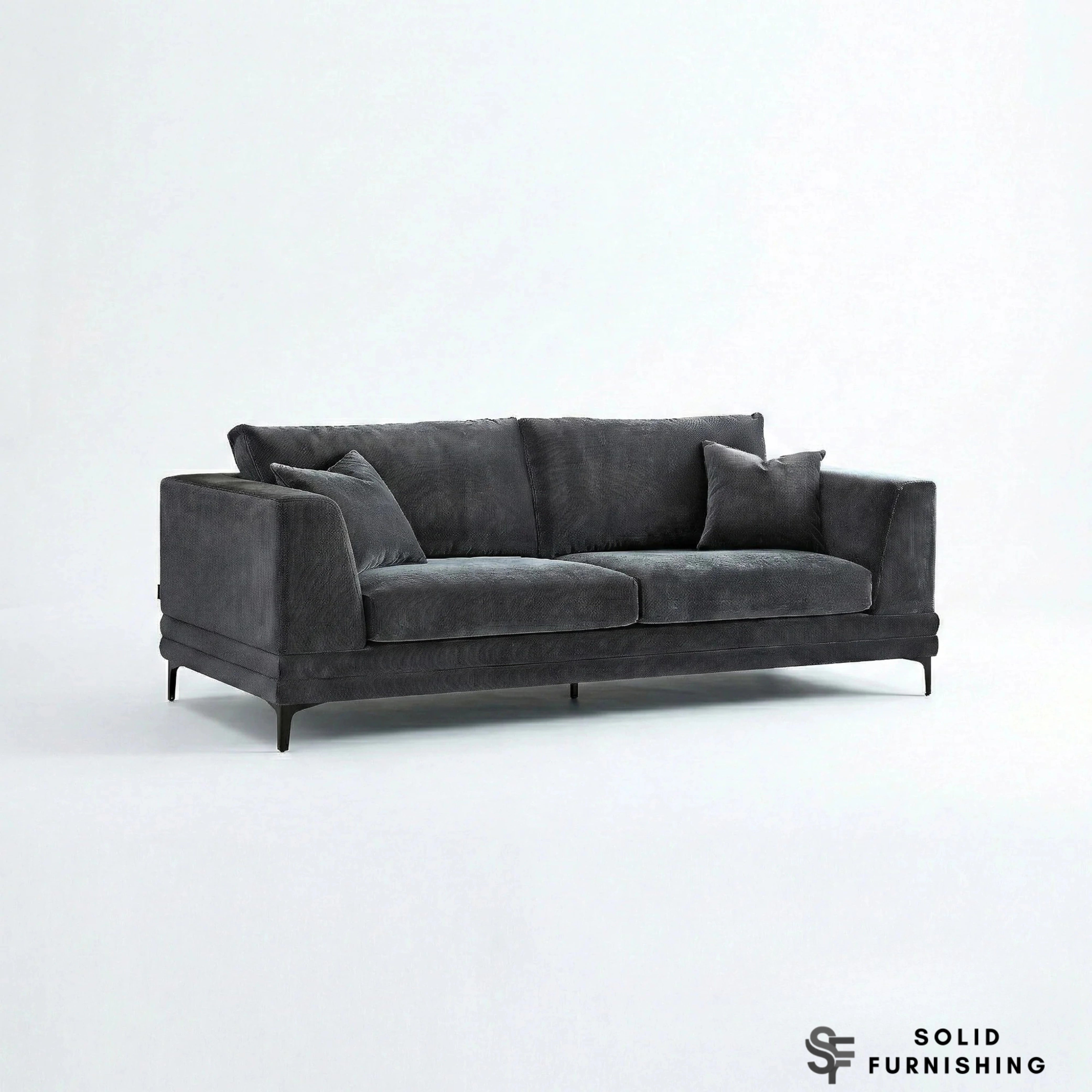 Lenox Sofa Set – Steel Grey Velvet 3 & 2 Seater Sofas UK | Mid Century Modern