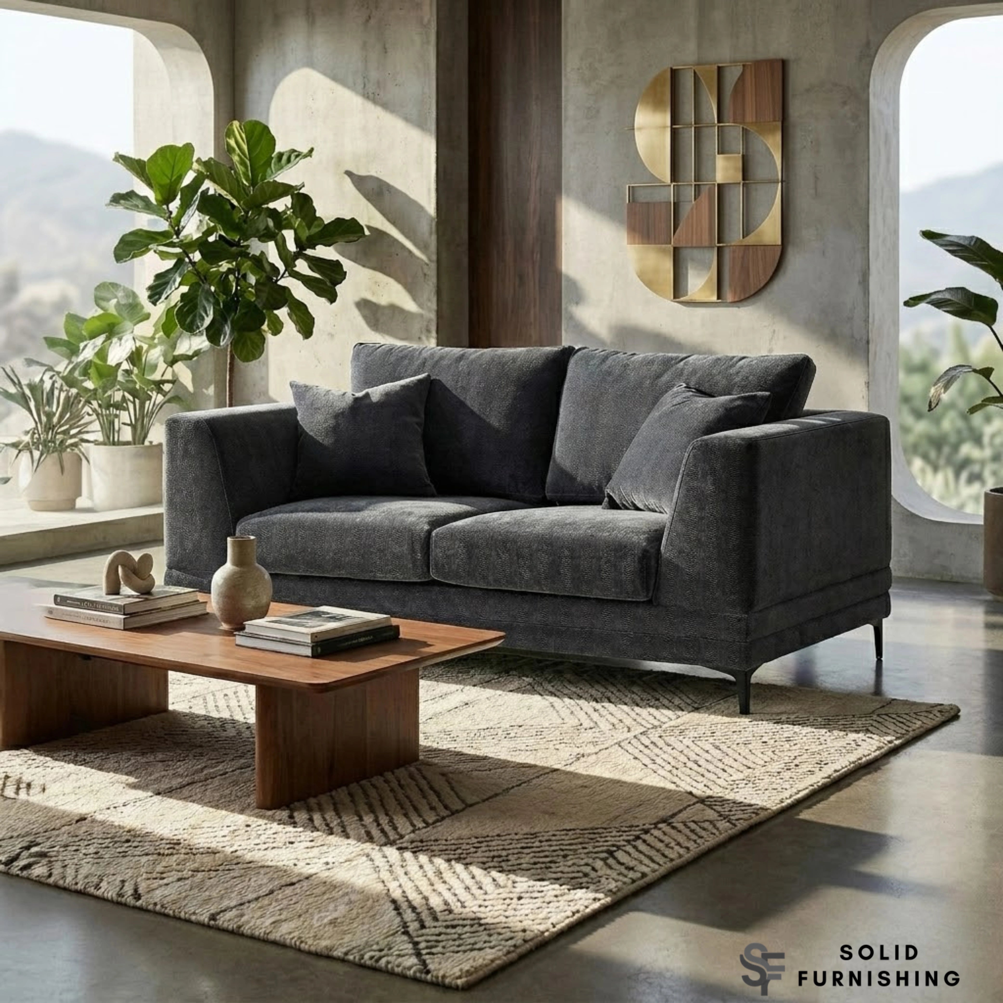 Lenox Sofa Set – Steel Grey Velvet 3 & 2 Seater Sofas UK | Mid Century Modern