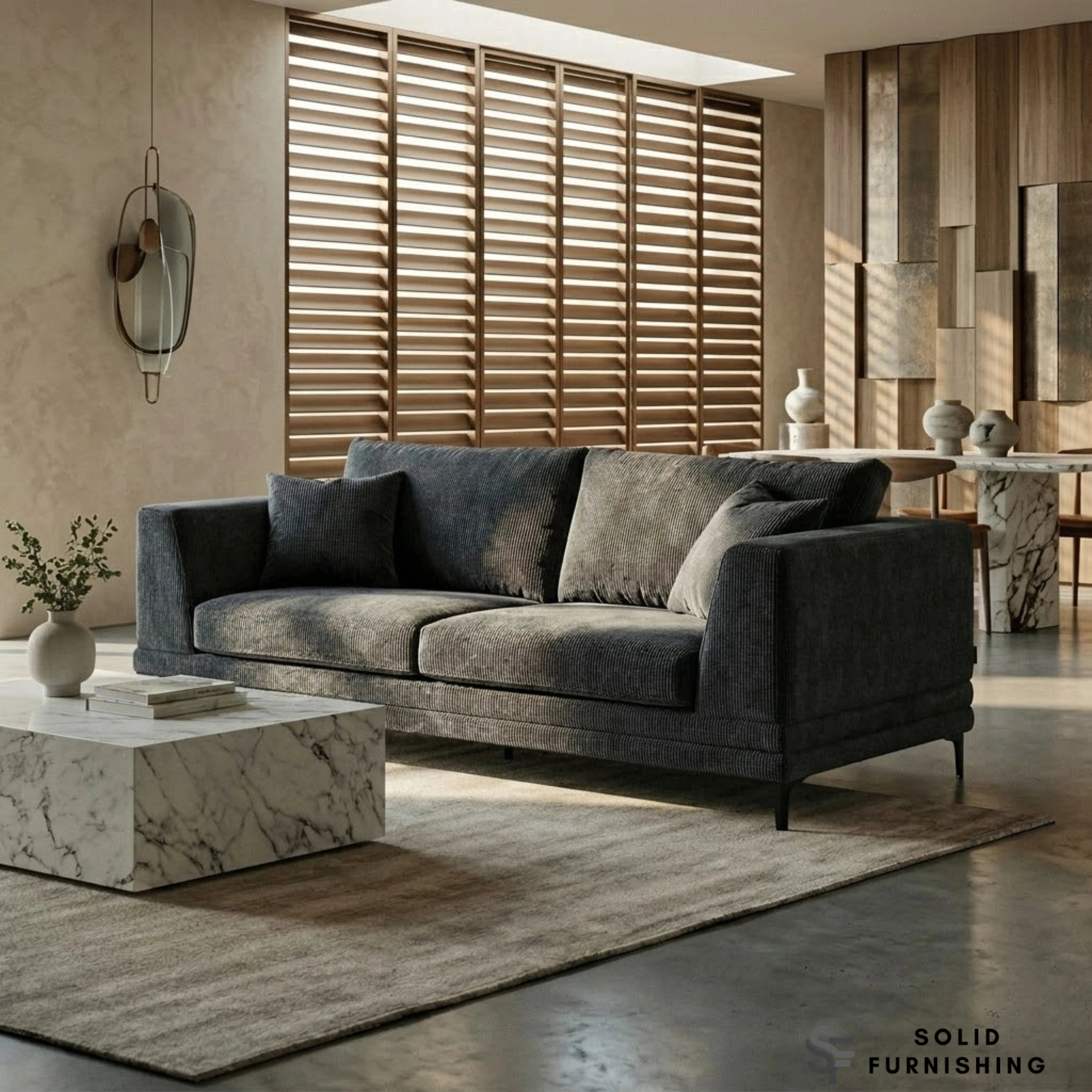 Lenox Sofa Set – Steel Grey Velvet 3 & 2 Seater Sofas UK | Mid Century Modern