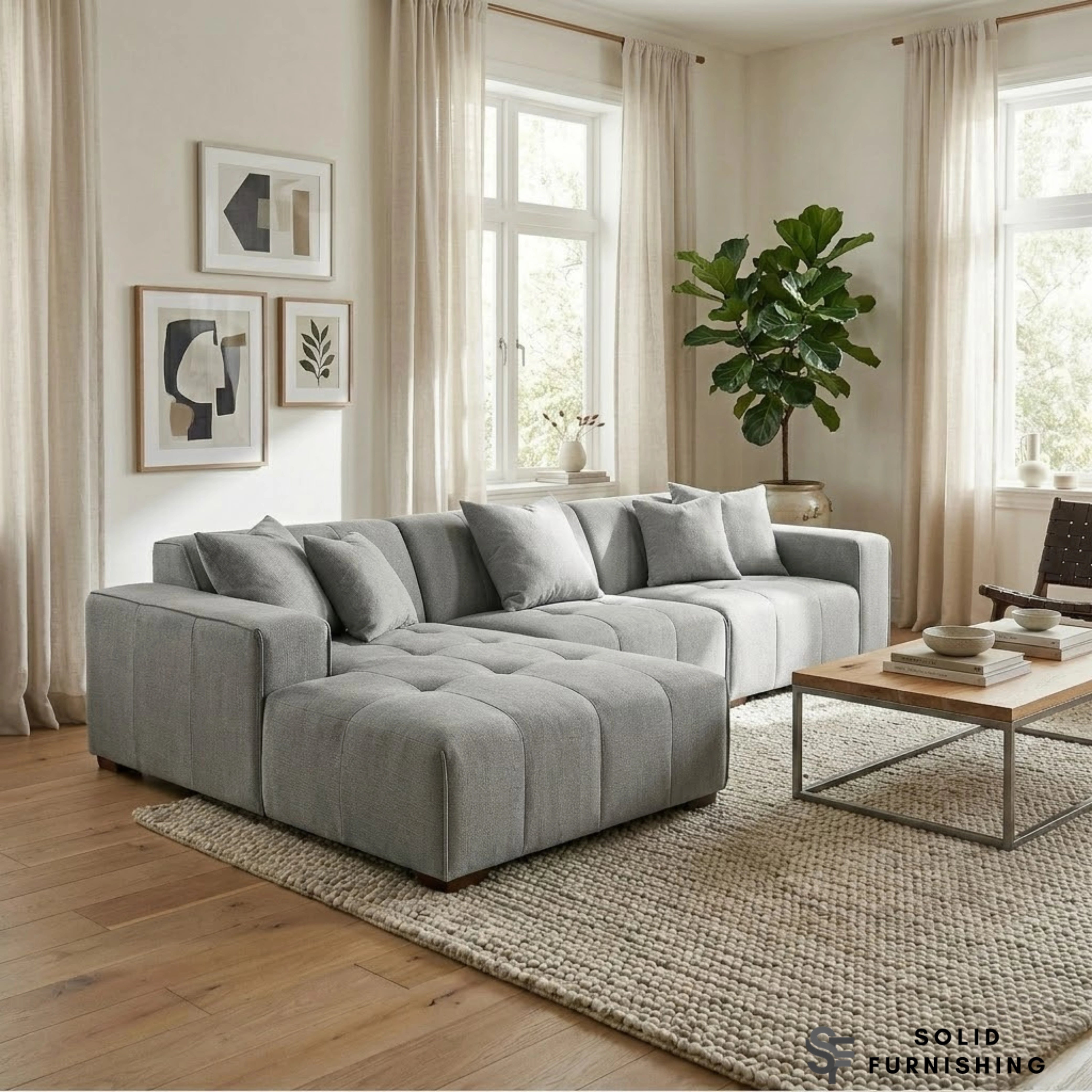 Leonard Right Hand & Left Hand Facing Corner Sofa – Cloudy Grey Bouclé Modular Sofa