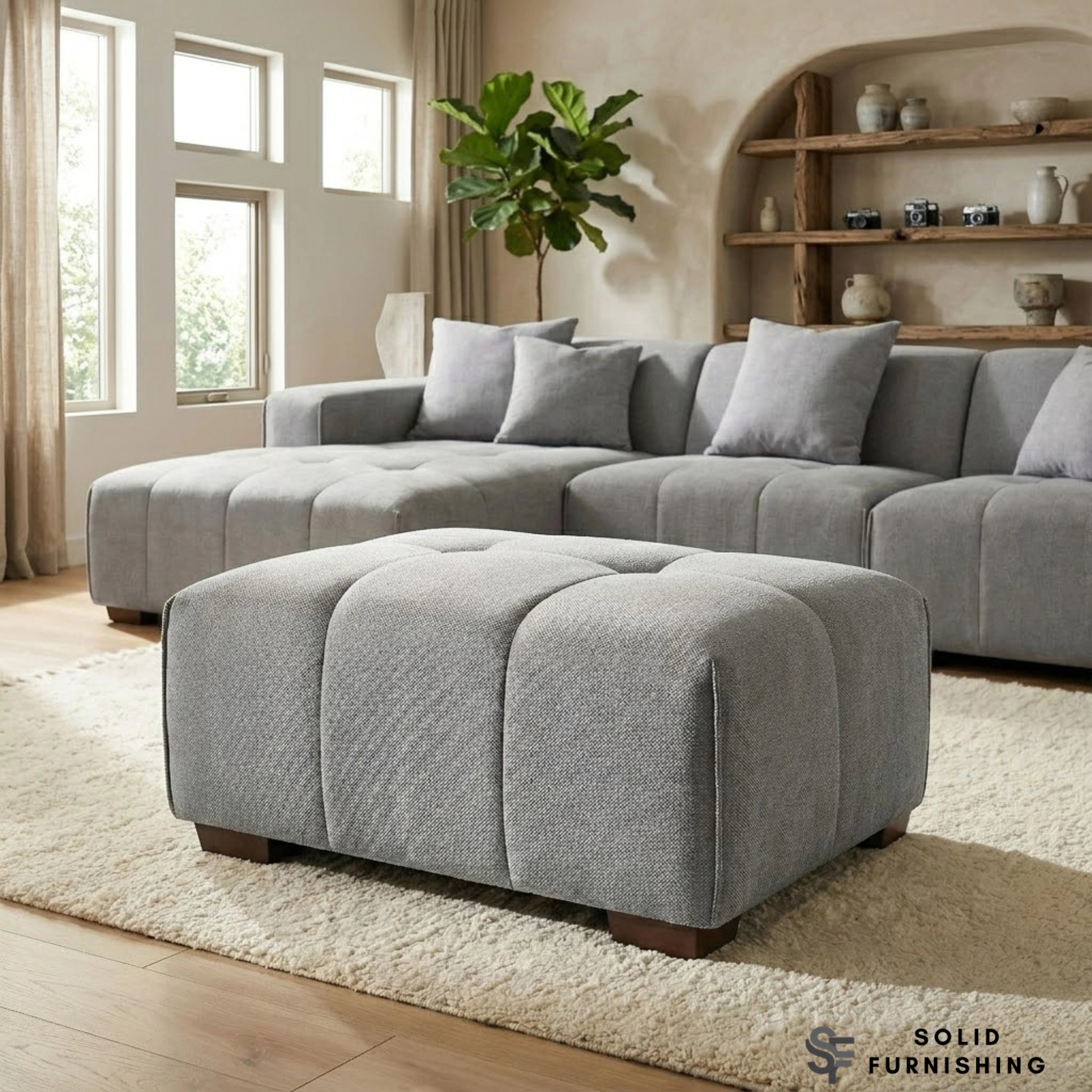 Leonard Right Hand & Left Hand Facing Corner Sofa – Cloudy Grey Bouclé Modular Sofa