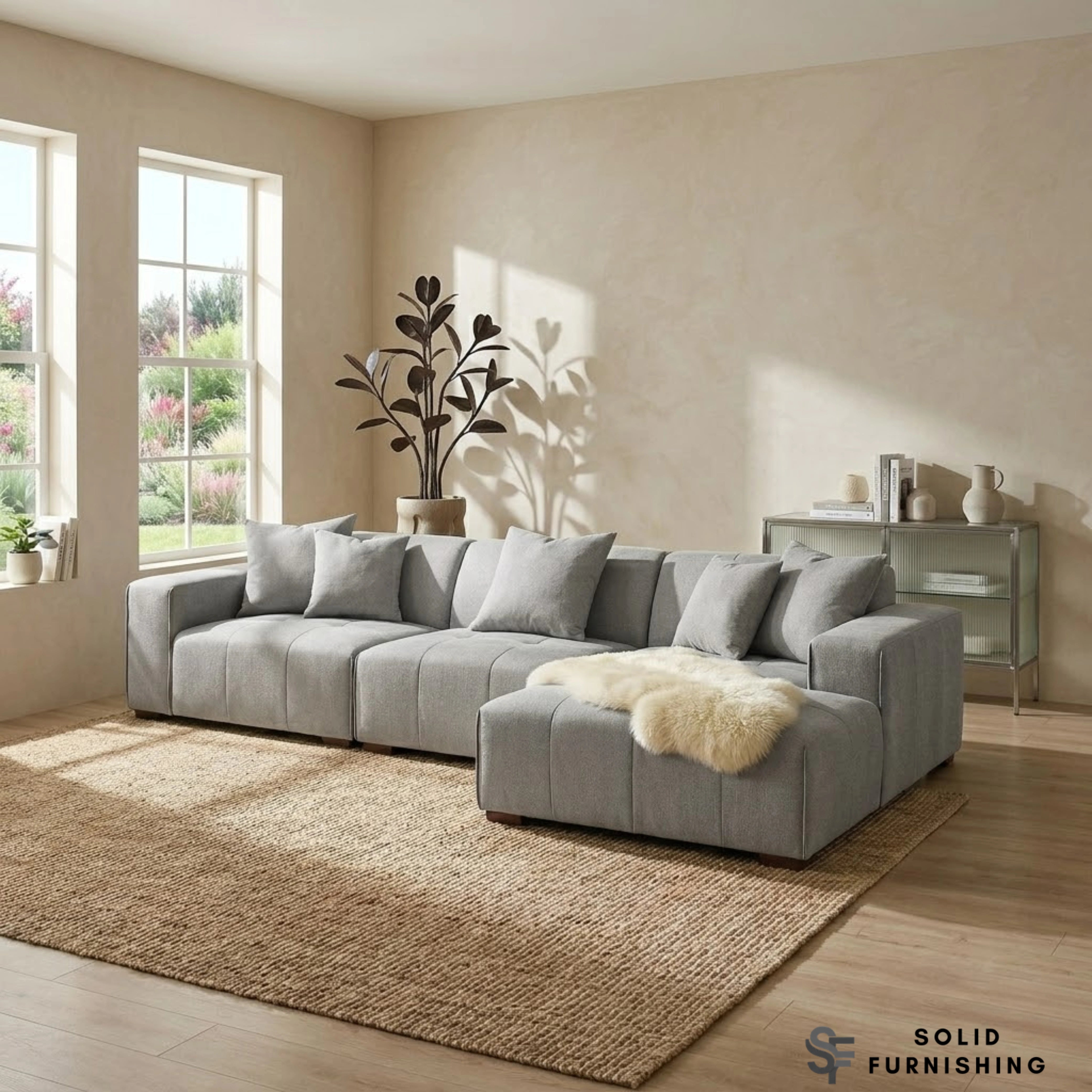 Leonard Right Hand & Left Hand Facing Corner Sofa – Cloudy Grey Bouclé Modular Sofa