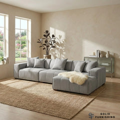 Leonard Right Hand & Left Hand Facing Corner Sofa – Cloudy Grey Bouclé Modular Sofa