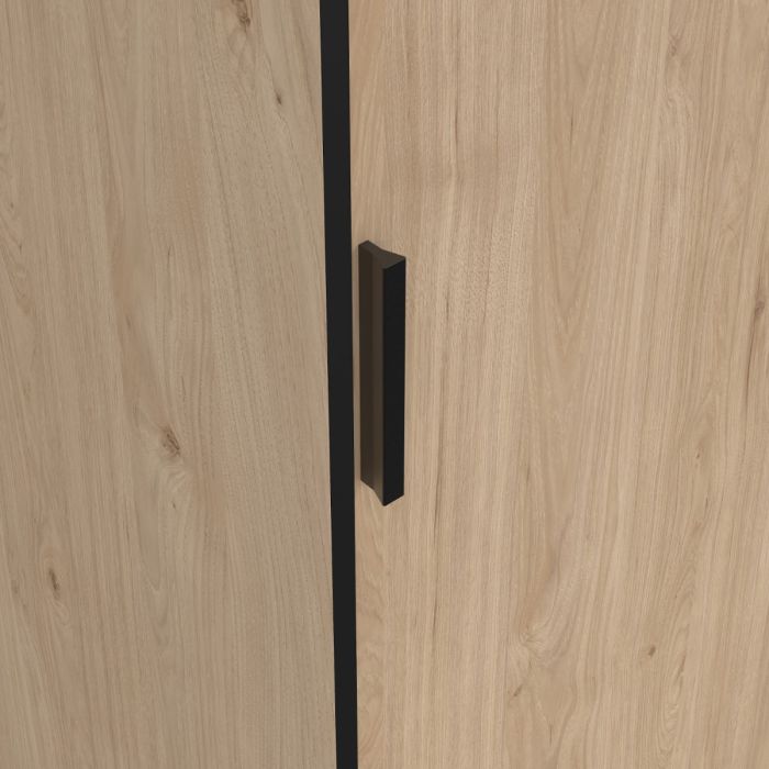 Line Oak Sliding Wardrobe with 4 Drawers – Space Saving Bedroom Storage Wardrobe