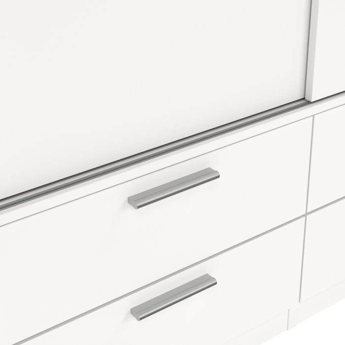 Line White Sliding Wardrobe with 4 Drawers – 2 Door Bedroom Storage Wardrobe