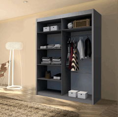 Lisbon Grey Mirrored Sliding Wardrobe – Modern Space Saver Bedroom Wardrobe