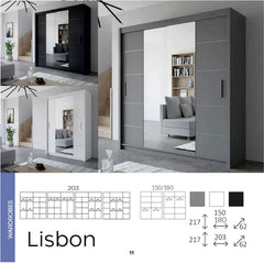 Lisbon Mirrored Sliding Wardrobe – Modern Bedroom Storage Wardrobe