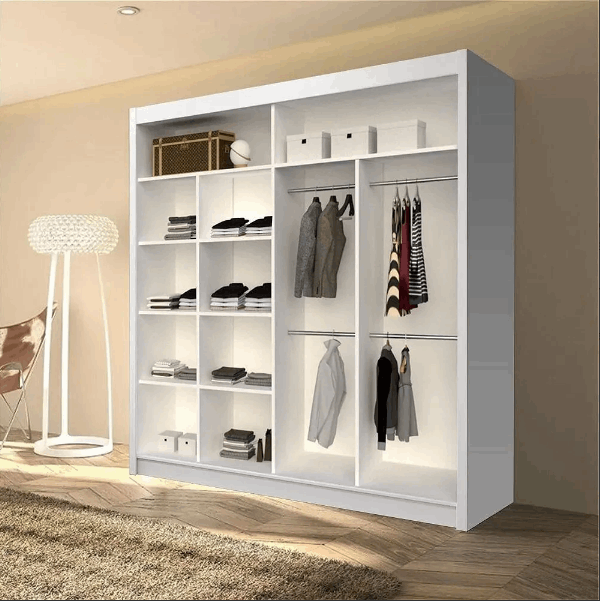 Lisbon White Mirrored Sliding Wardrobe – Bright Bedroom Storage Wardrobe