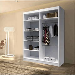 Lisbon White Mirrored Sliding Wardrobe – Bright Bedroom Storage Wardrobe