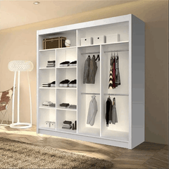 Lisbon White Mirrored Sliding Wardrobe – Bright Bedroom Storage Wardrobe
