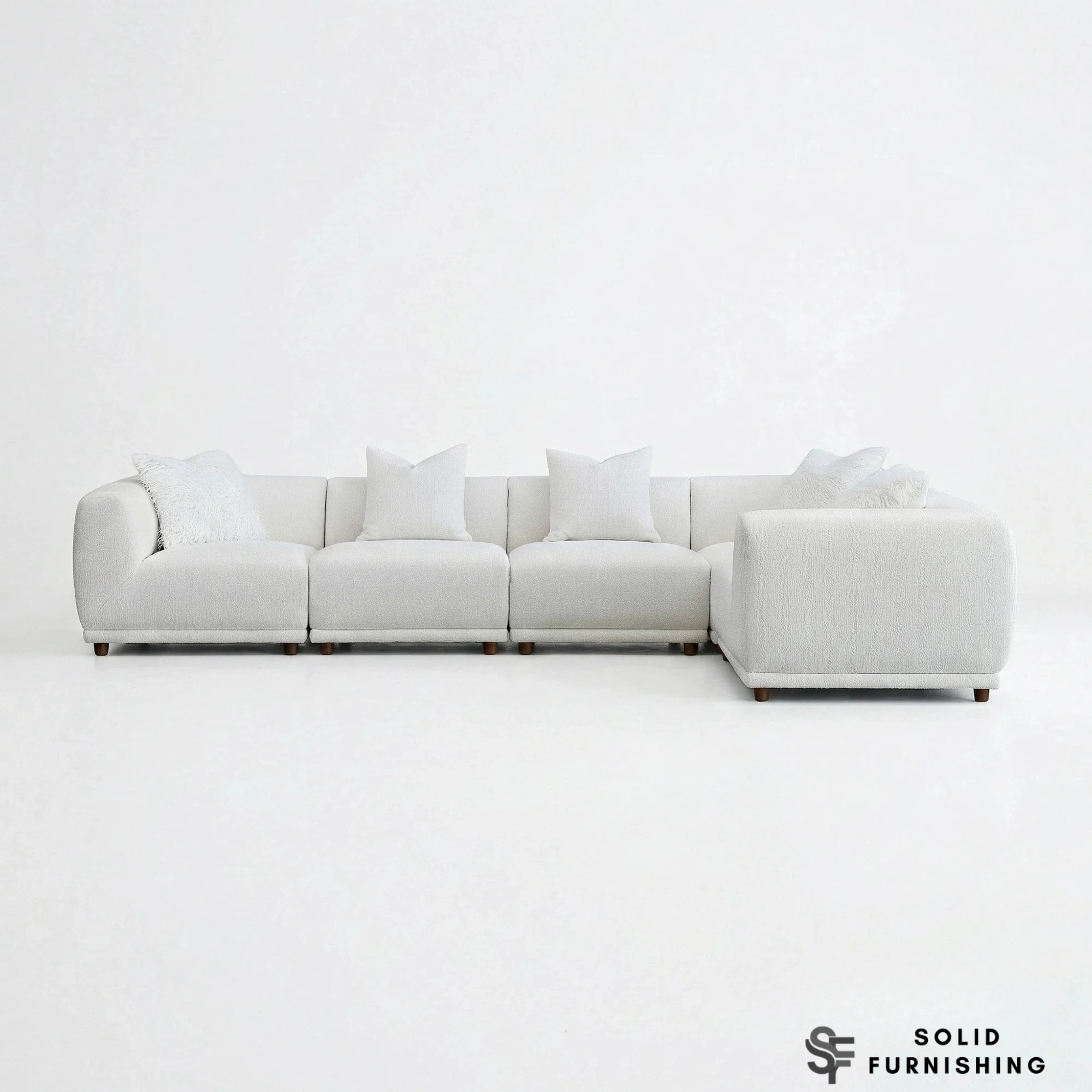 Lottie Modular Corner Sofa – Polar Bouclé Fabric 5 Seater Sofa | Customisable Layout