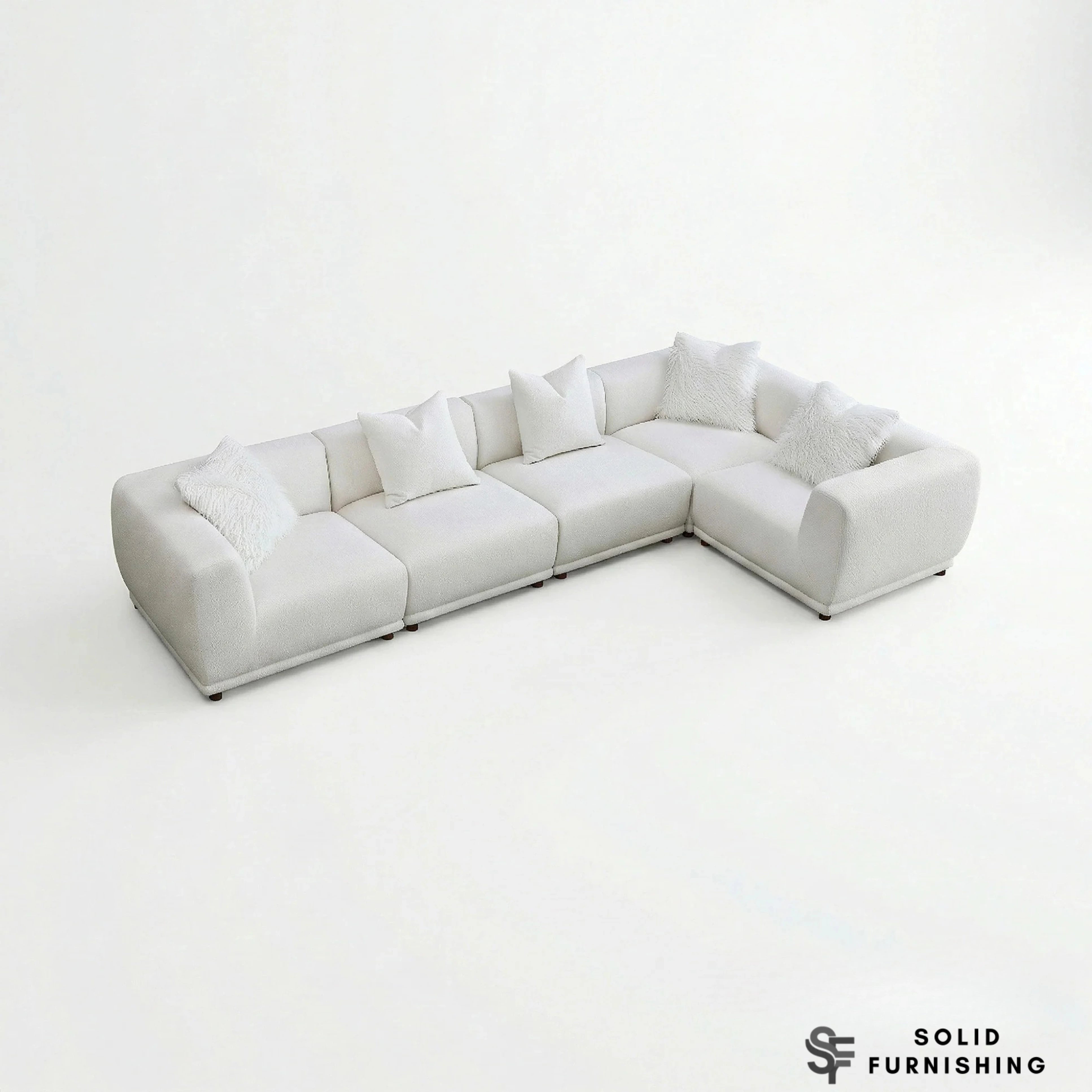 Lottie Modular Corner Sofa – Polar Bouclé Fabric 5 Seater Sofa | Customisable Layout
