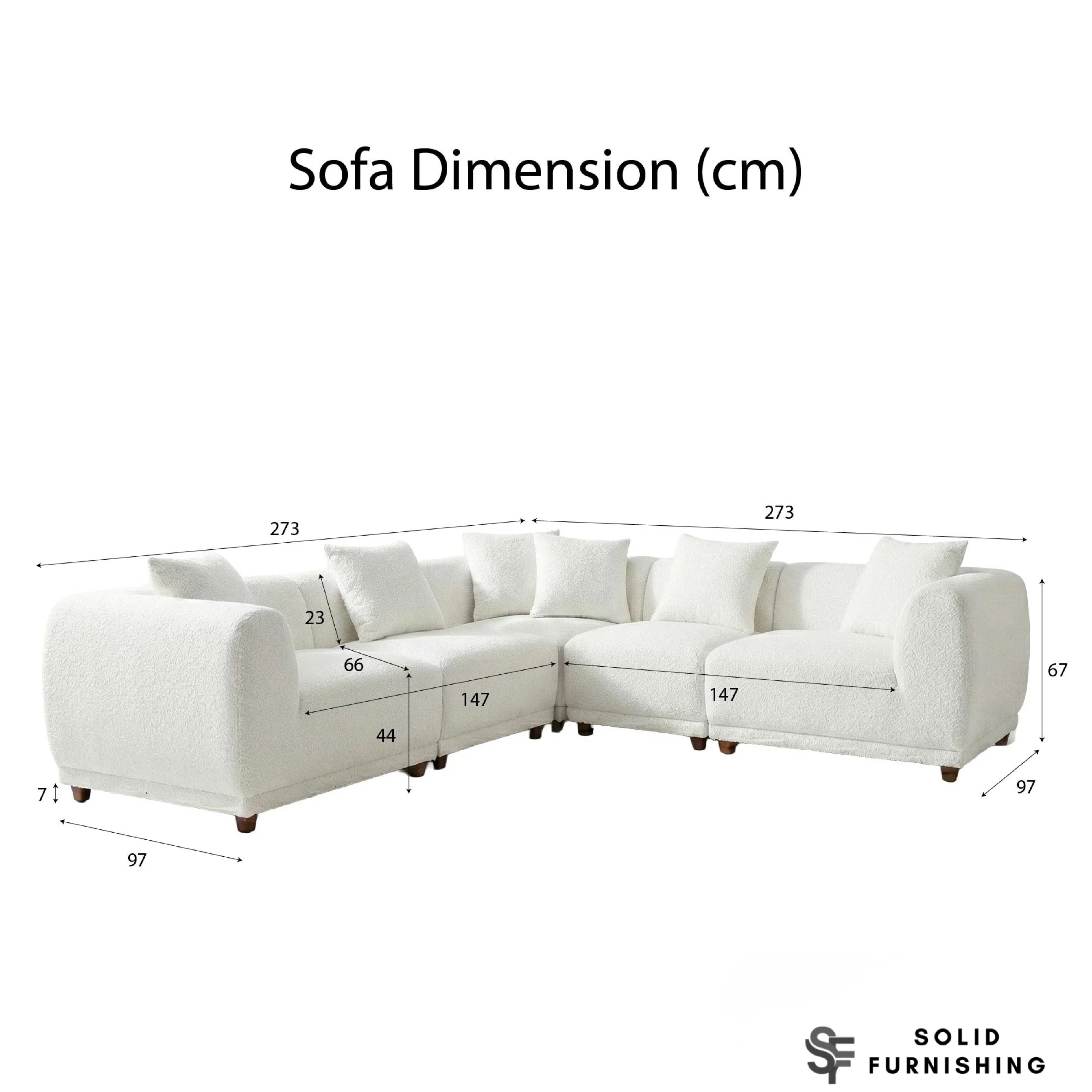 Lottie Modular Corner Sofa – Polar Bouclé Fabric 5 Seater Sofa | Customisable Layout