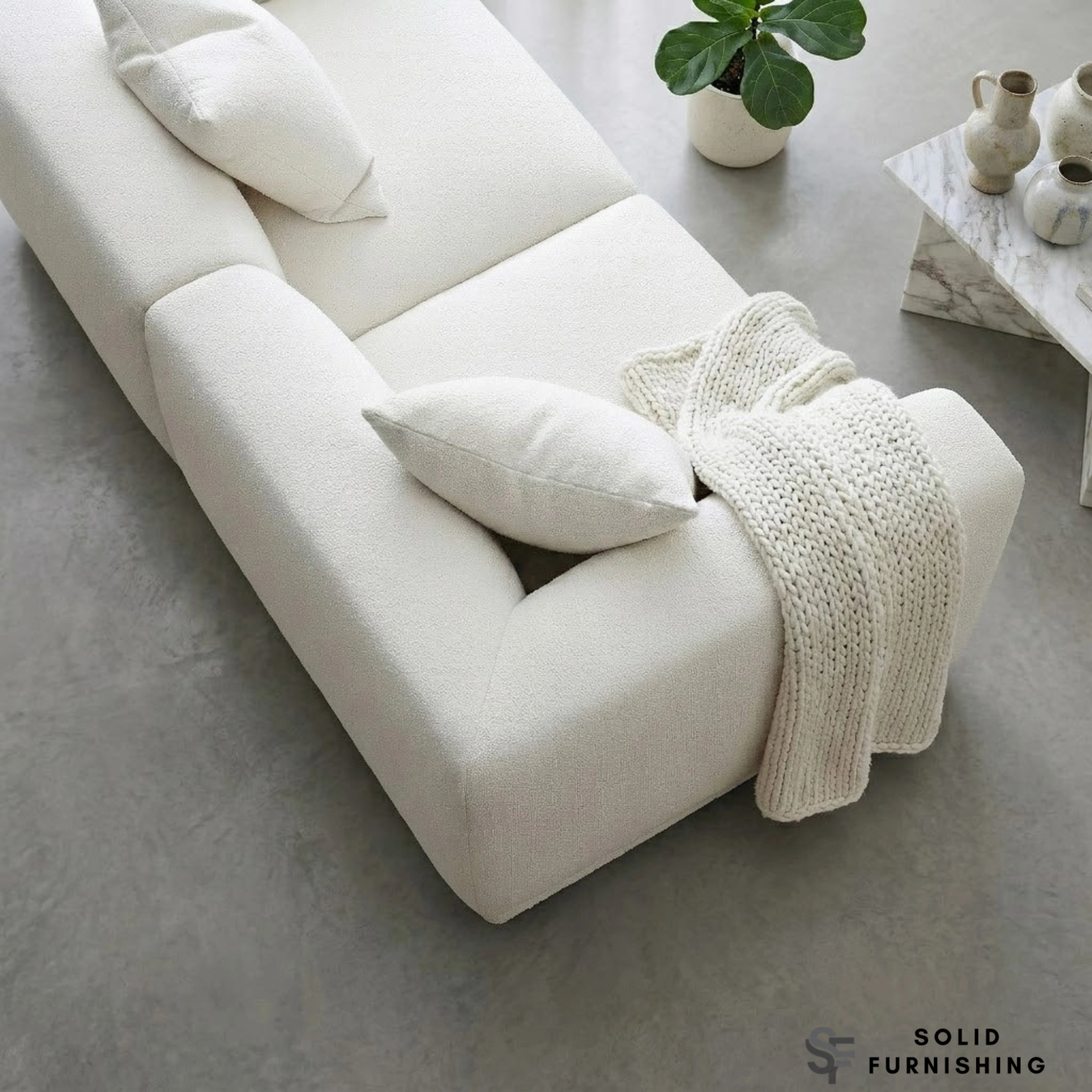 Lottie Modular Corner Sofa – Polar Bouclé Fabric 5 Seater Sofa | Customisable Layout