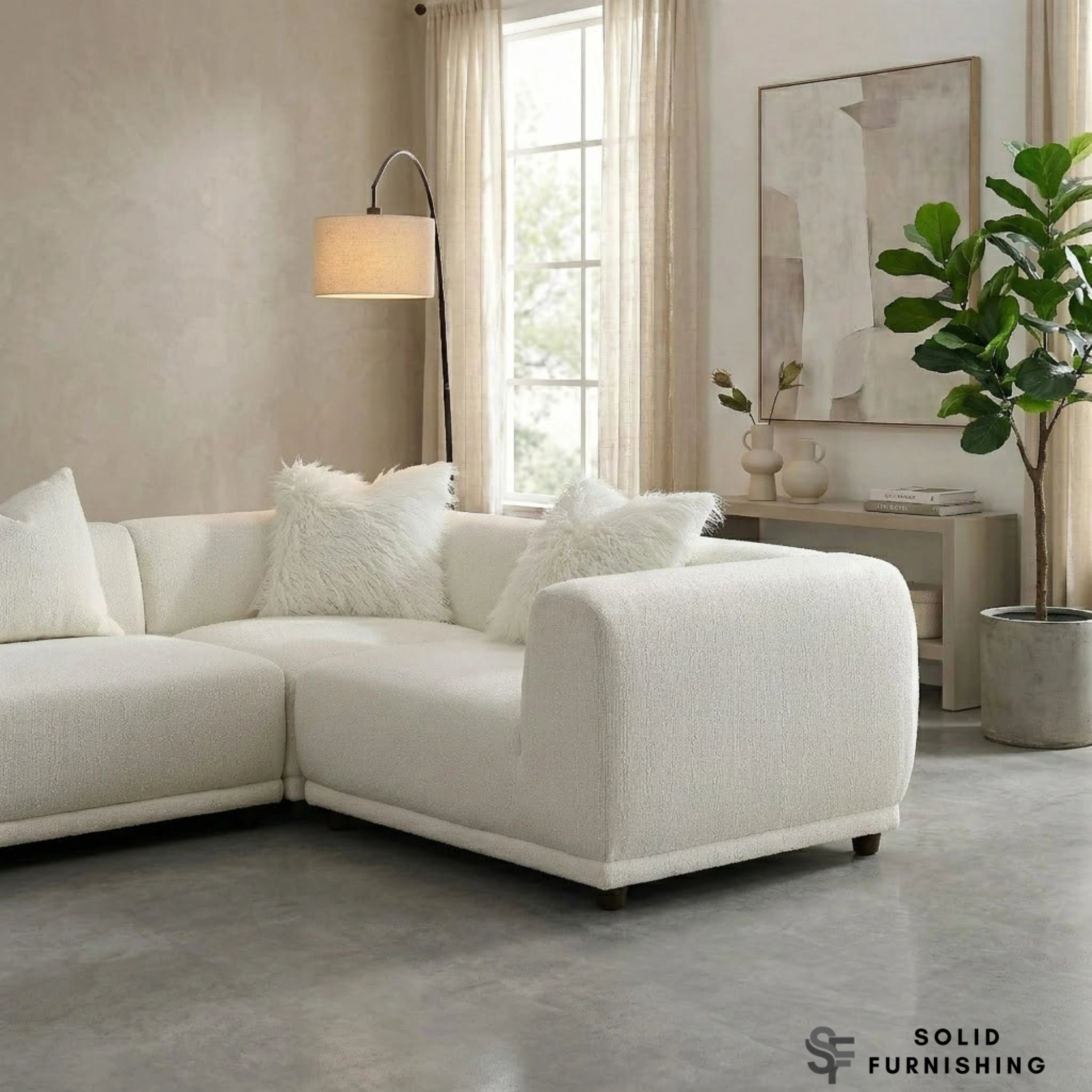 Lottie Modular Corner Sofa – Polar Bouclé Fabric 5 Seater Sofa | Customisable Layout