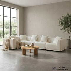 Lottie Modular Corner Sofa – Polar Bouclé Fabric 5 Seater Sofa | Customisable Layout