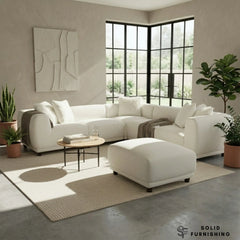 Lottie Modular Corner Sofa – Polar Bouclé Fabric 5 Seater Sofa | Customisable Layout