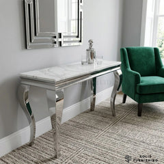 Louis Chrome Console Table – Hallway Table With Marble & Ceramic Top Options