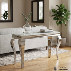 Louis Chrome Console Table – Hallway Table With Marble & Ceramic Top Options