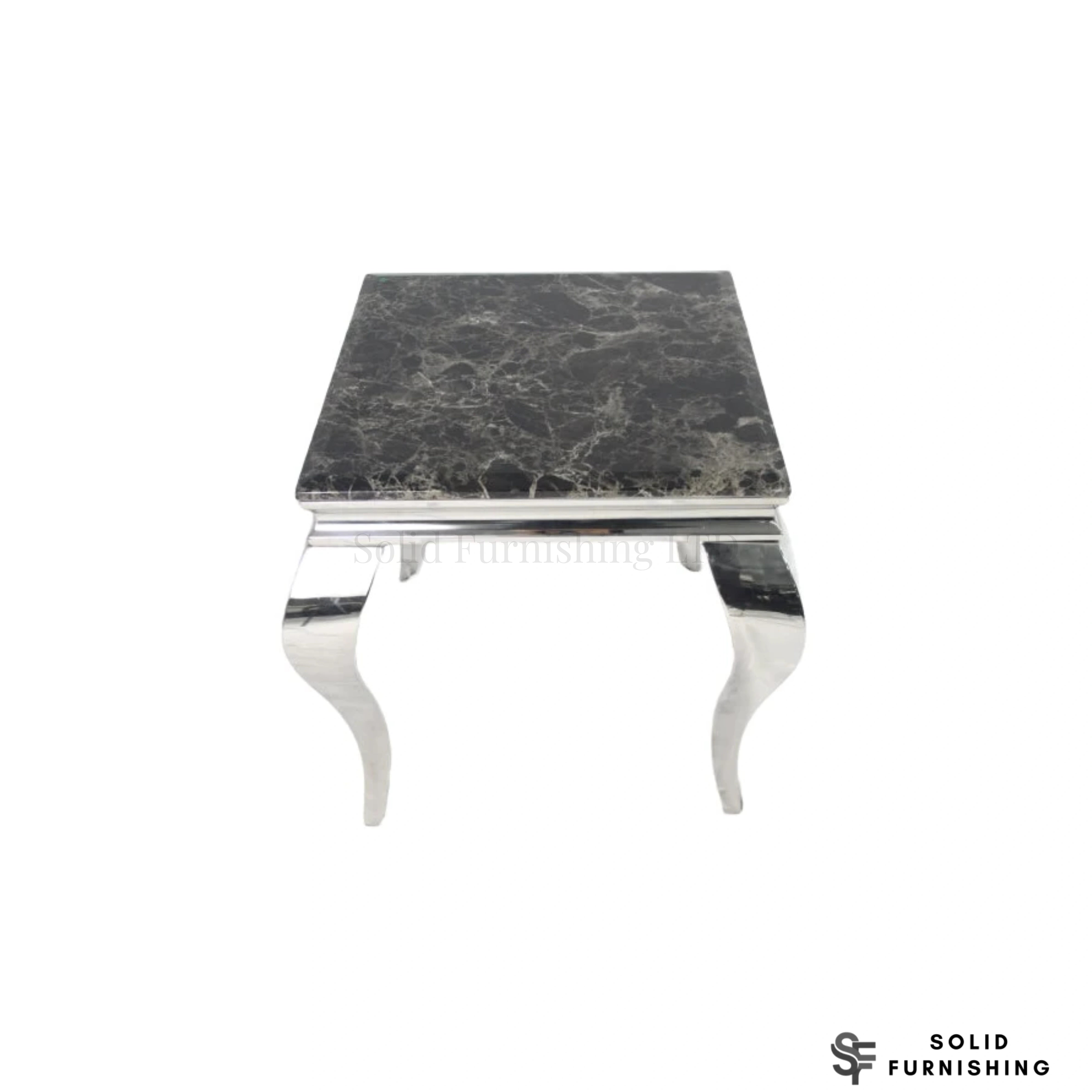 Louis Chrome Side Table – Marble & Ceramic Lamp Table