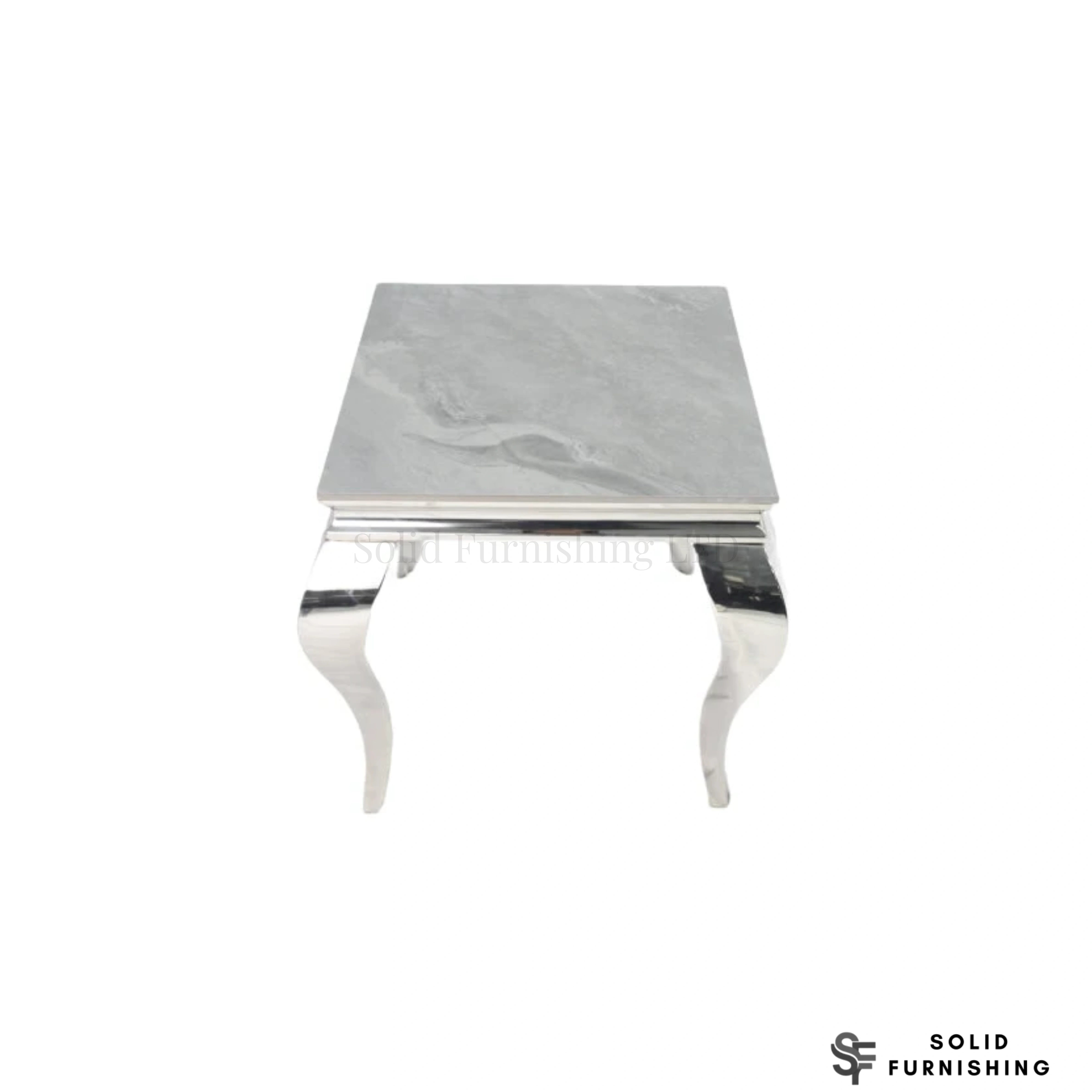Louis Chrome Side Table – Marble & Ceramic Lamp Table