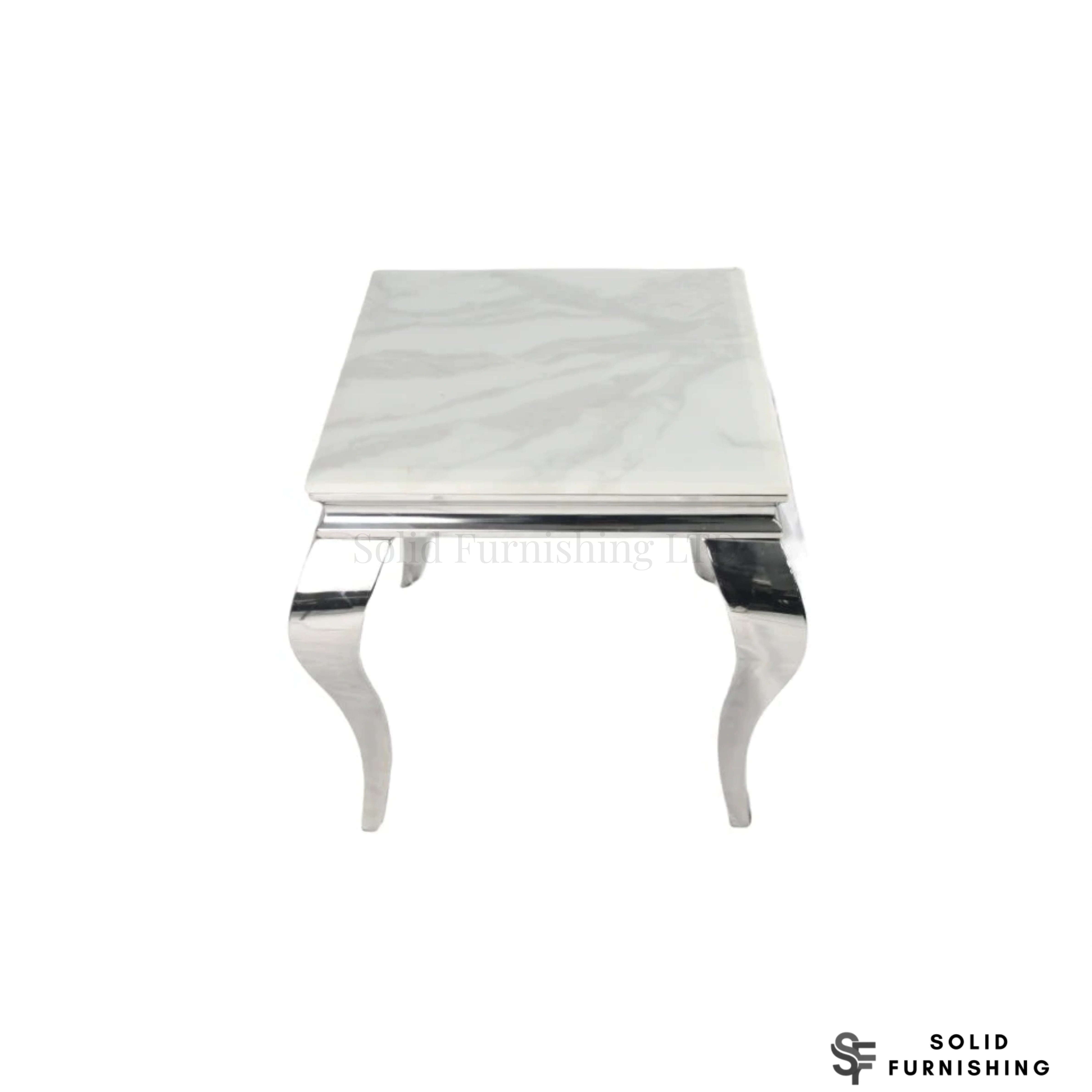 Louis Chrome Side Table – Marble & Ceramic Lamp Table