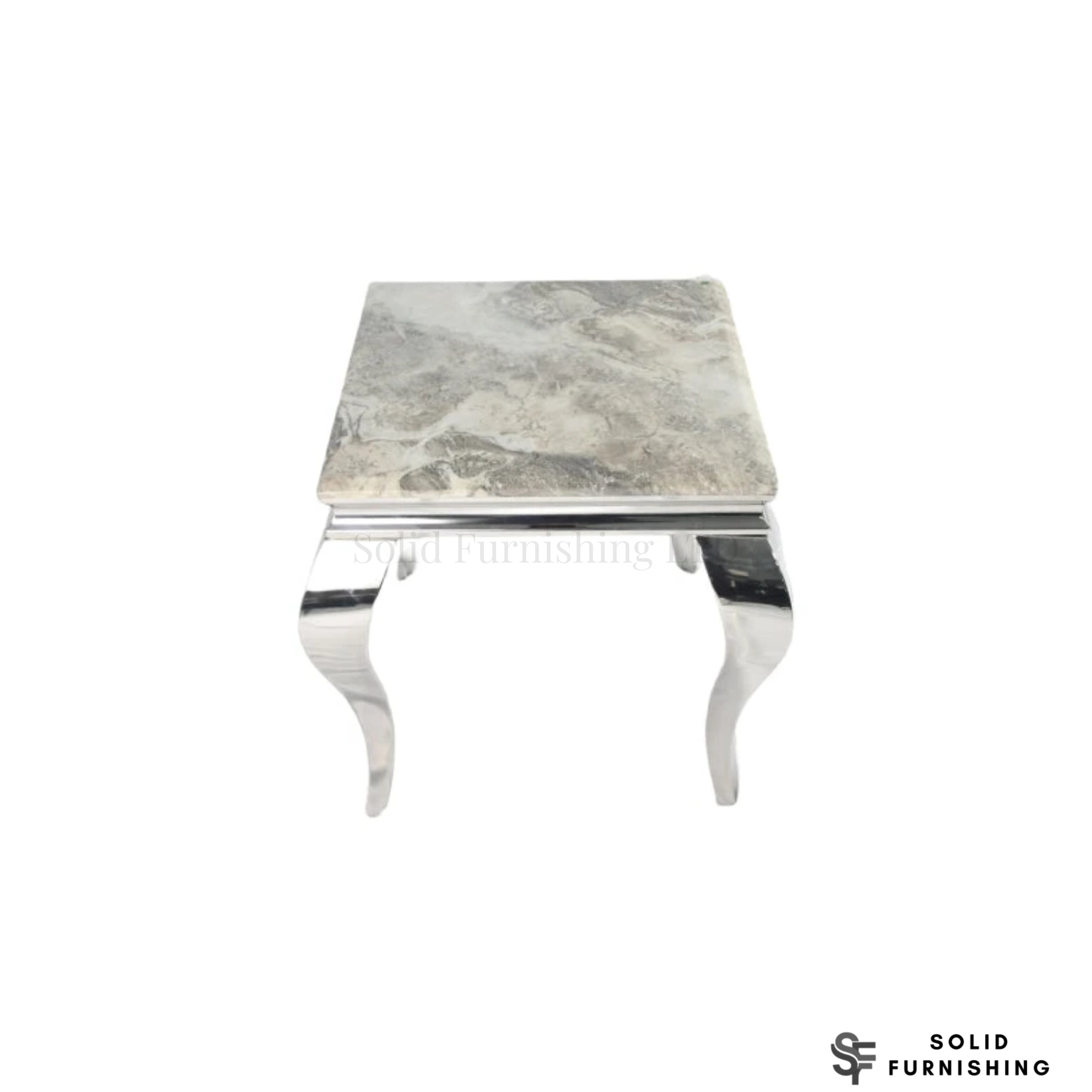 Louis Chrome Side Table – Marble & Ceramic Lamp Table