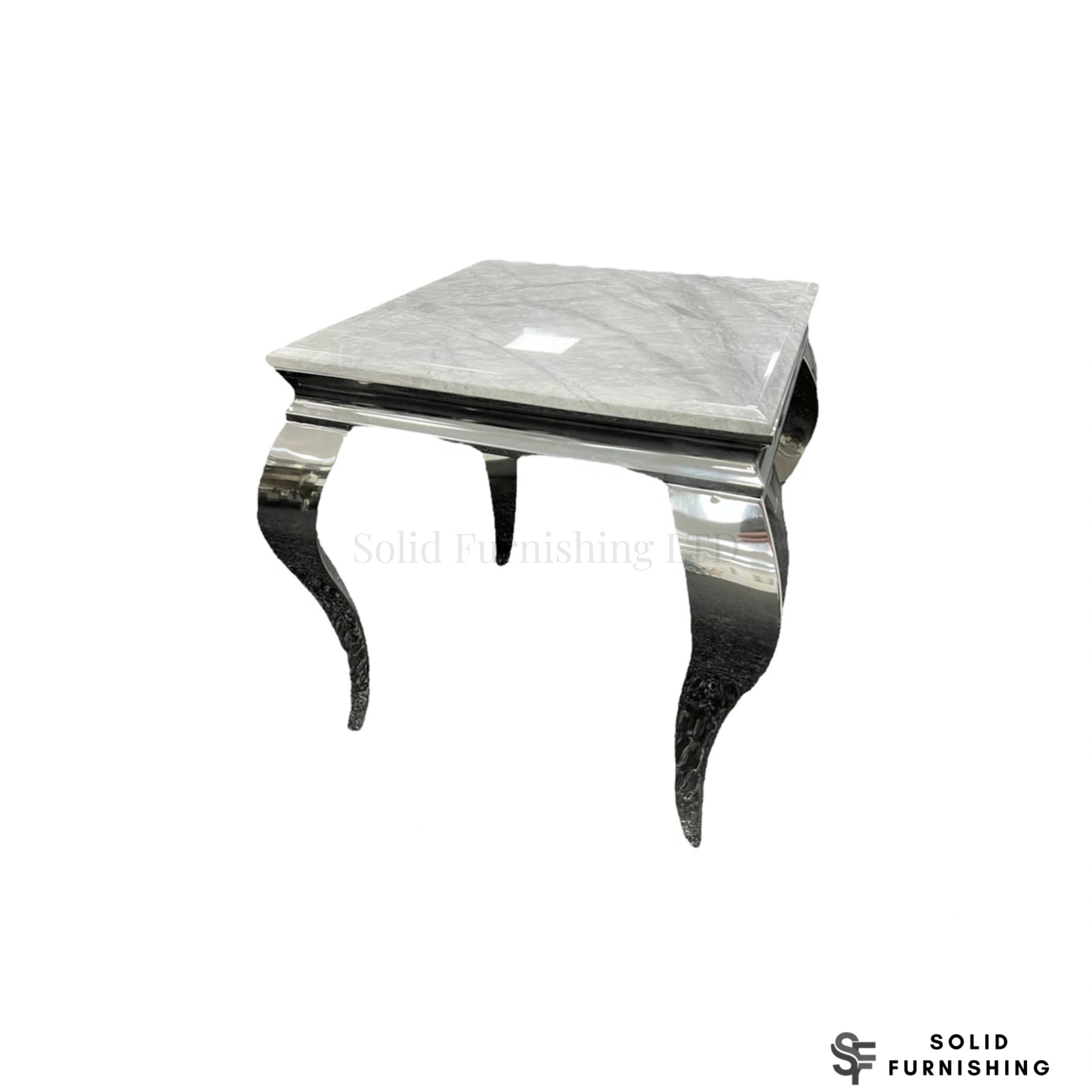 Louis Chrome Side Table – Marble & Ceramic Lamp Table