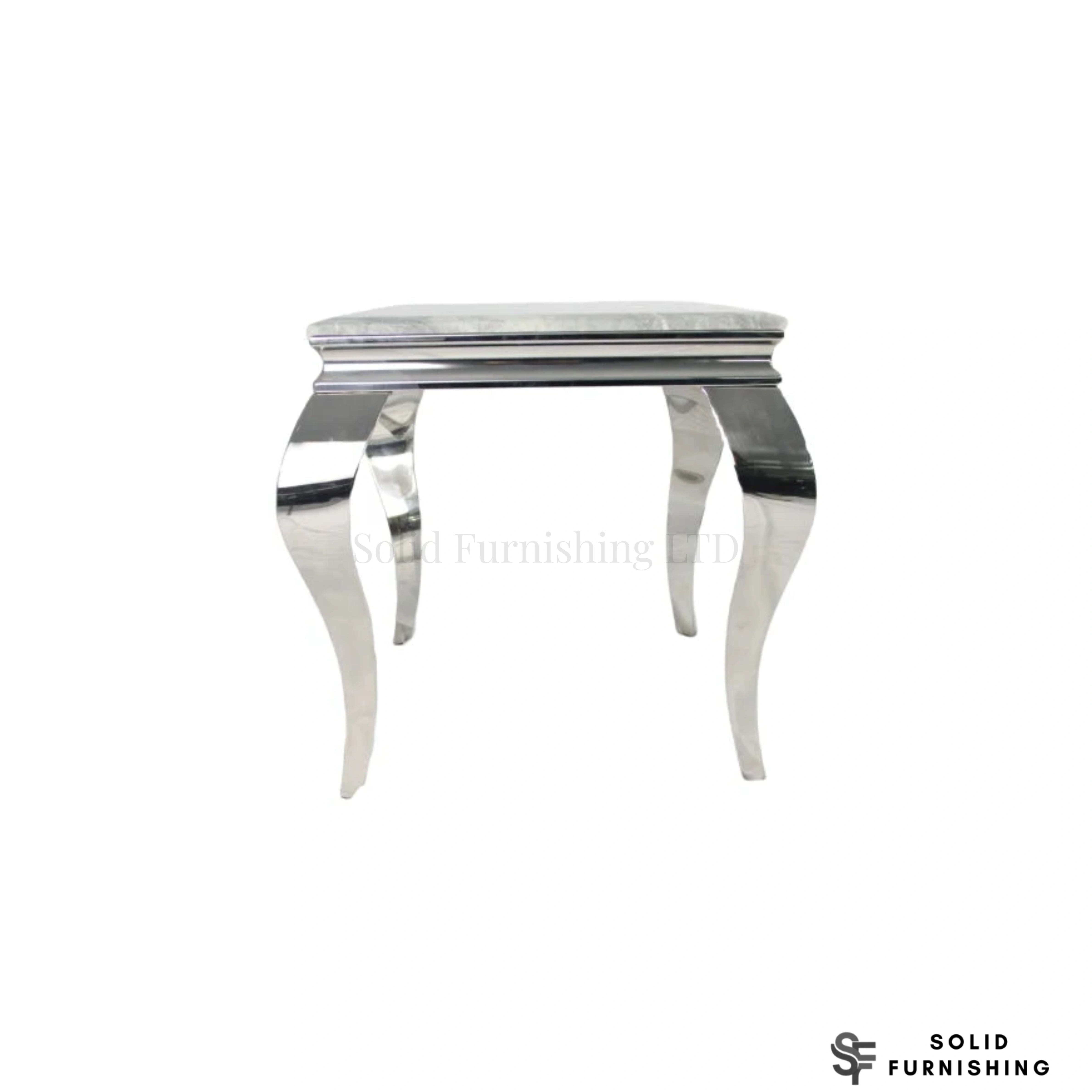 Louis Chrome Side Table – Marble & Ceramic Lamp Table