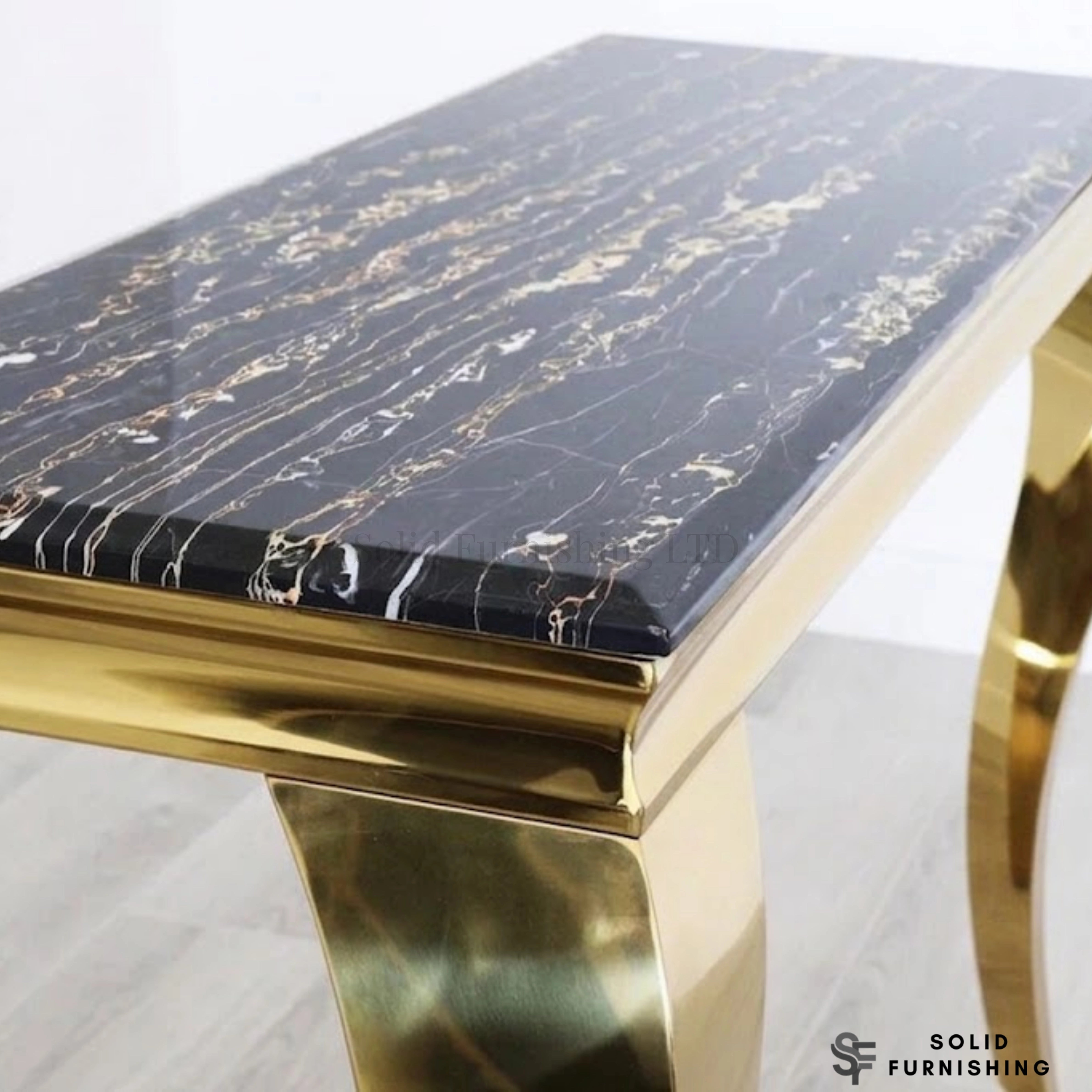 Louis Gold Console Table – Hallway Table With Marble & Ceramic Top Options in Four Legs