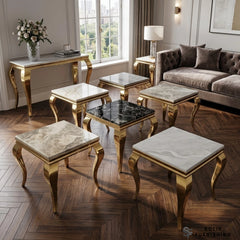 Louis Gold Lamp Table – Marble & Ceramic Side Table