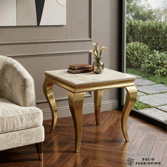 Louis Gold Lamp Table – Marble & Ceramic Side Table