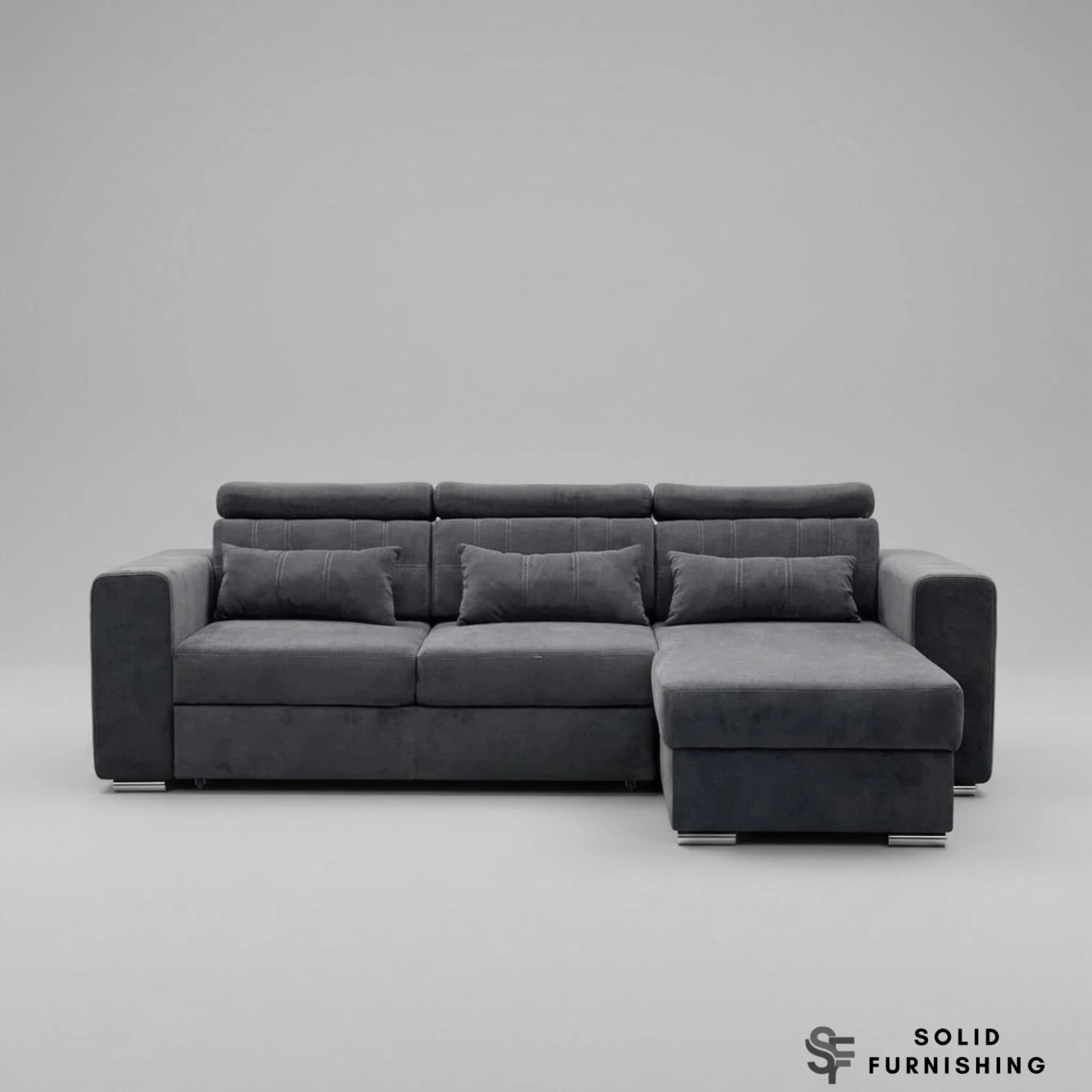Luca Grey Corner Sofa Bed with Storage – Universal L Shape Sofa