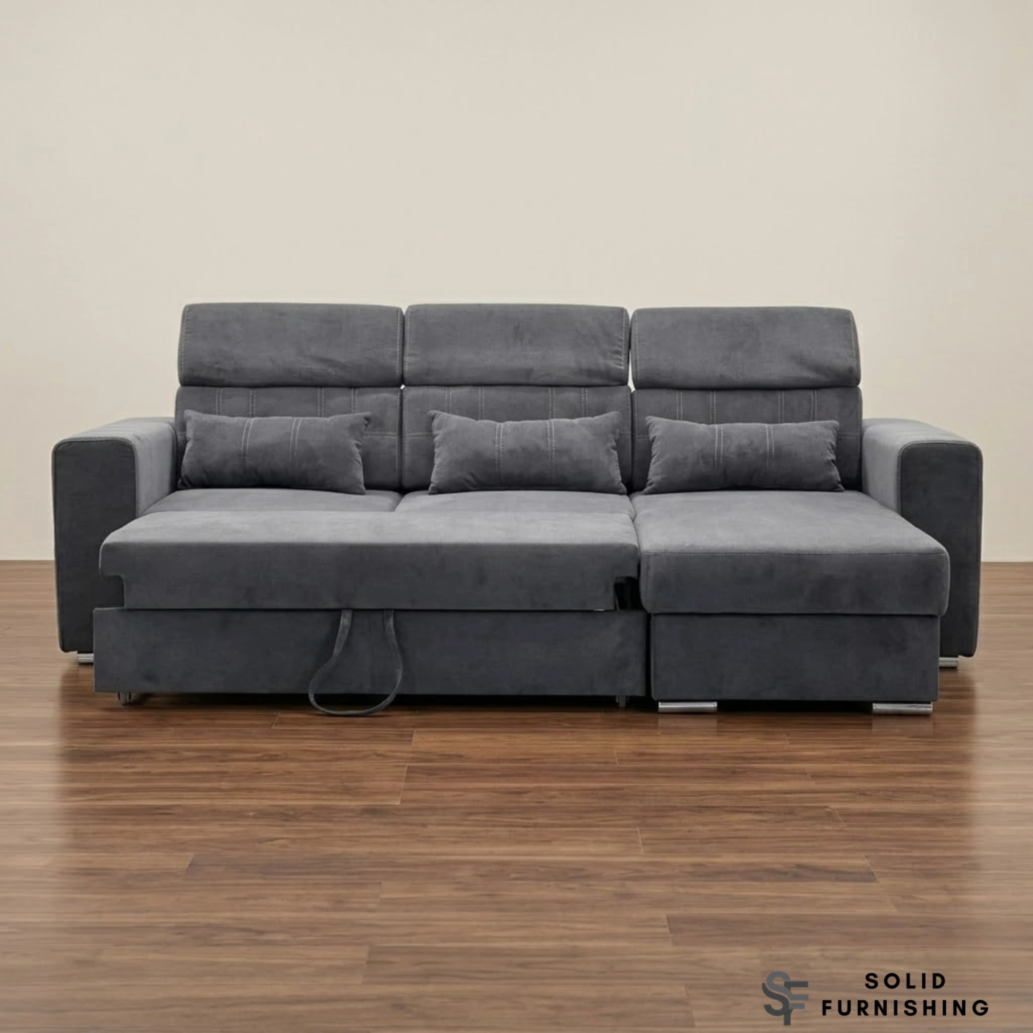 Luca Grey Corner Sofa Bed with Storage – Universal L Shape Sofa