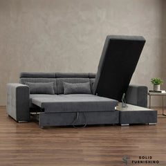 Luca Grey Corner Sofa Bed with Storage – Universal L Shape Sofa