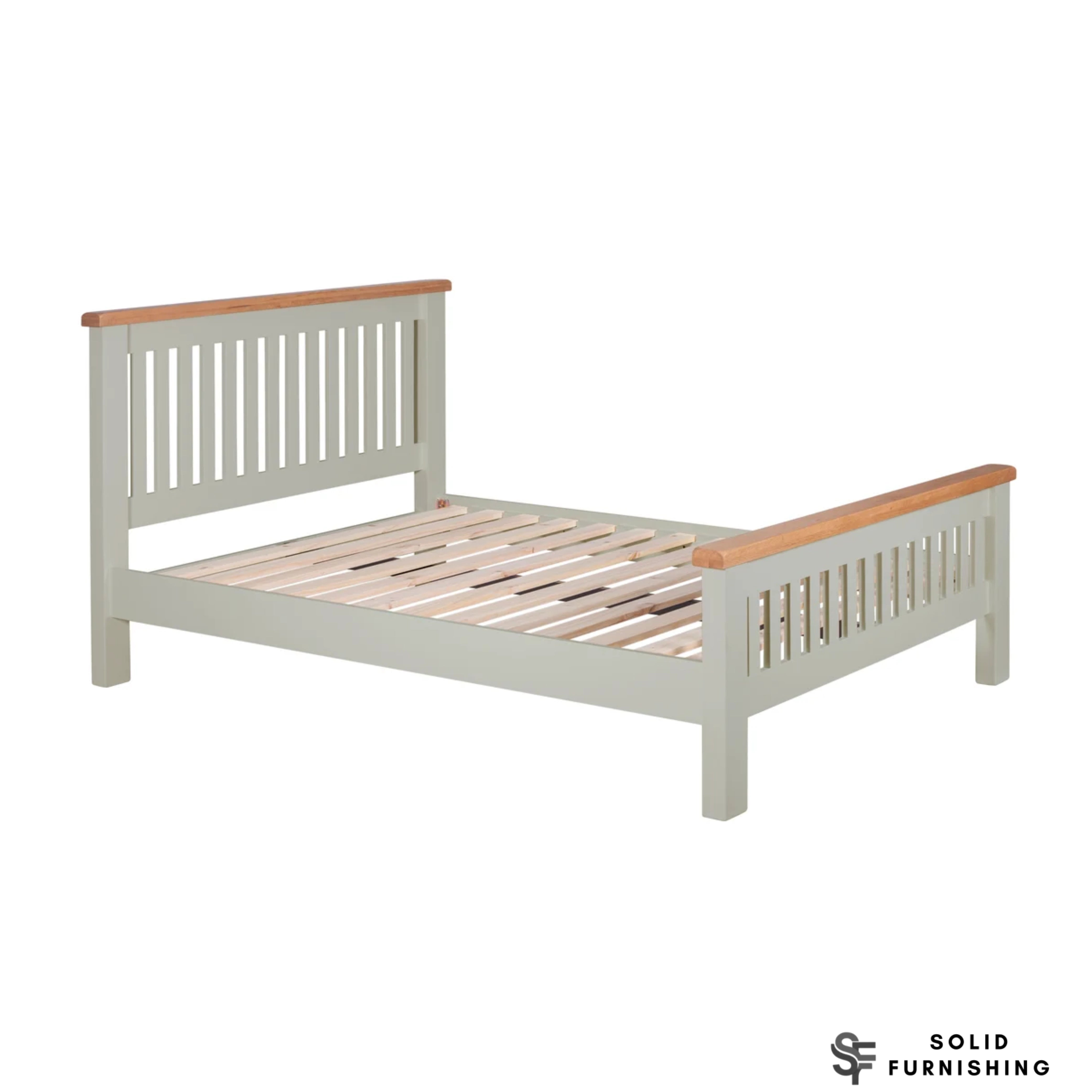 Lucca 4ft6 Double Bed Frame – Two Tone Wooden Bed with Slatted Headboard