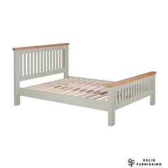 Lucca 4ft6 Double Bed Frame – Two Tone Wooden Bed with Slatted Headboard